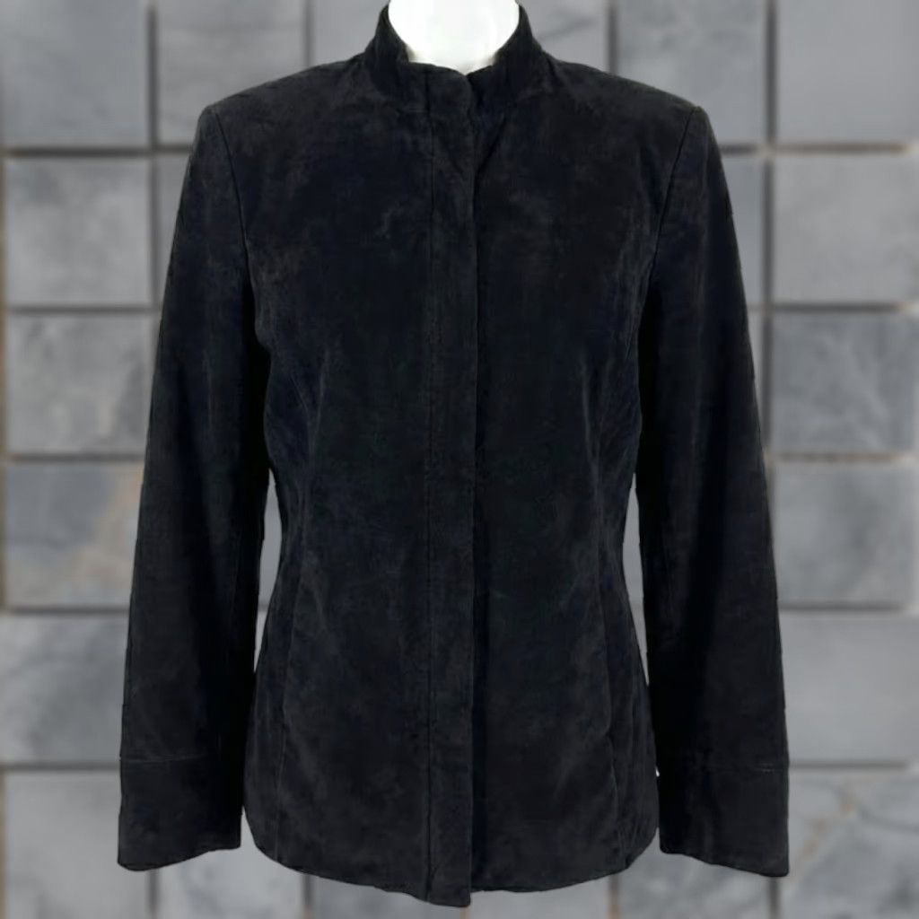 Vintage VINTAGE Caslon Jacket Womens S Black Genuine Leather Suede Lined Collared Zip Size S / US 4 / IT 40 - 1 Thumbnail