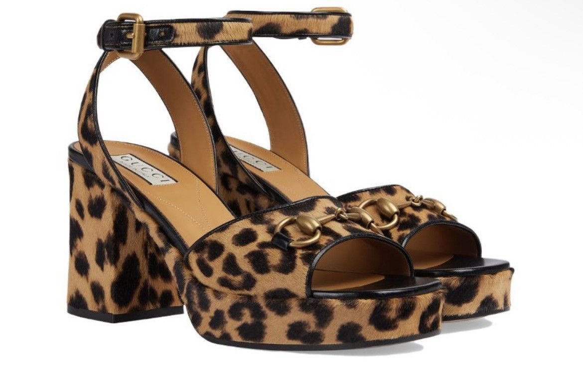 Gucci Gucci Horsebit Leather One Strap Sandal Leopard Print 38.5 Size US 8.5 / IT 38.5 - 1 Thumbnail