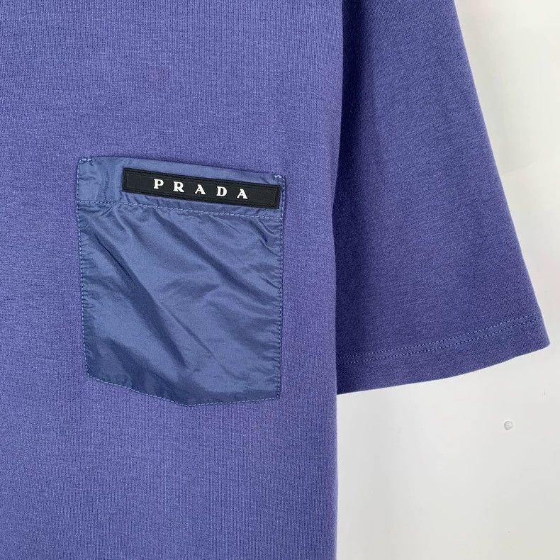 Prada Prada Logo letter round neck dark blue cotton short-sleeved Size US XXL / EU 58 / 5 - 4 Thumbnail