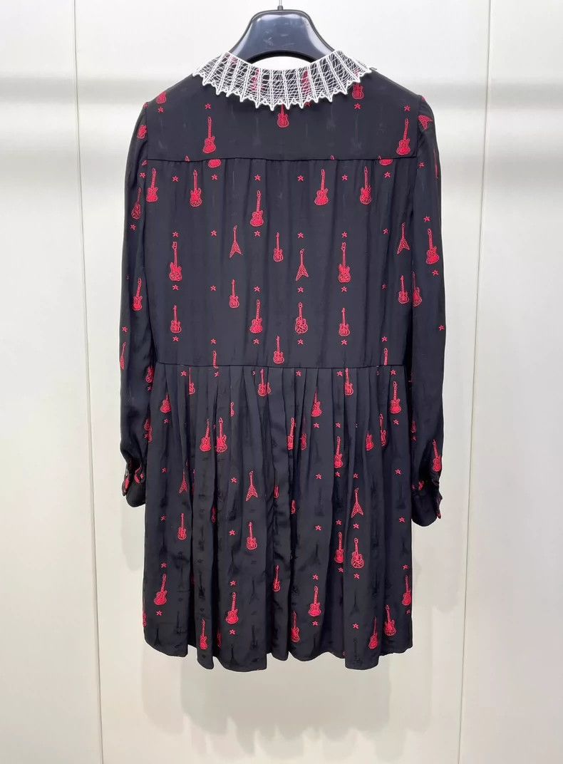 Yves Saint Laurent saint laurent Lace Doll Neck Dress 2501-Nextarrow Size XXS / US 00 / IT 34 - 2 Thumbnail