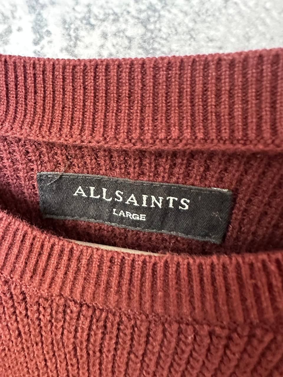 Allsaints ALLSAINTS Rias Crew Waffle Knit Sweater Burgundy Pullover Size US L / EU 52-54 / 3 - 10 Thumbnail