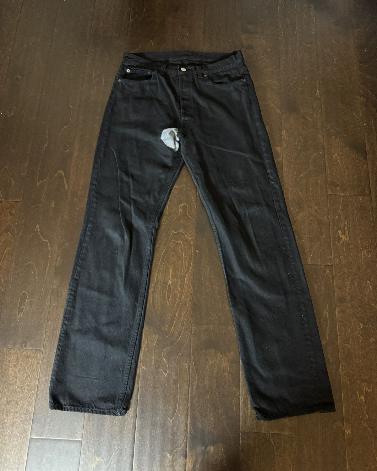 Levi's Levis 501 black overdye reapired denim Size US 30 / EU 46 - 1 Thumbnail