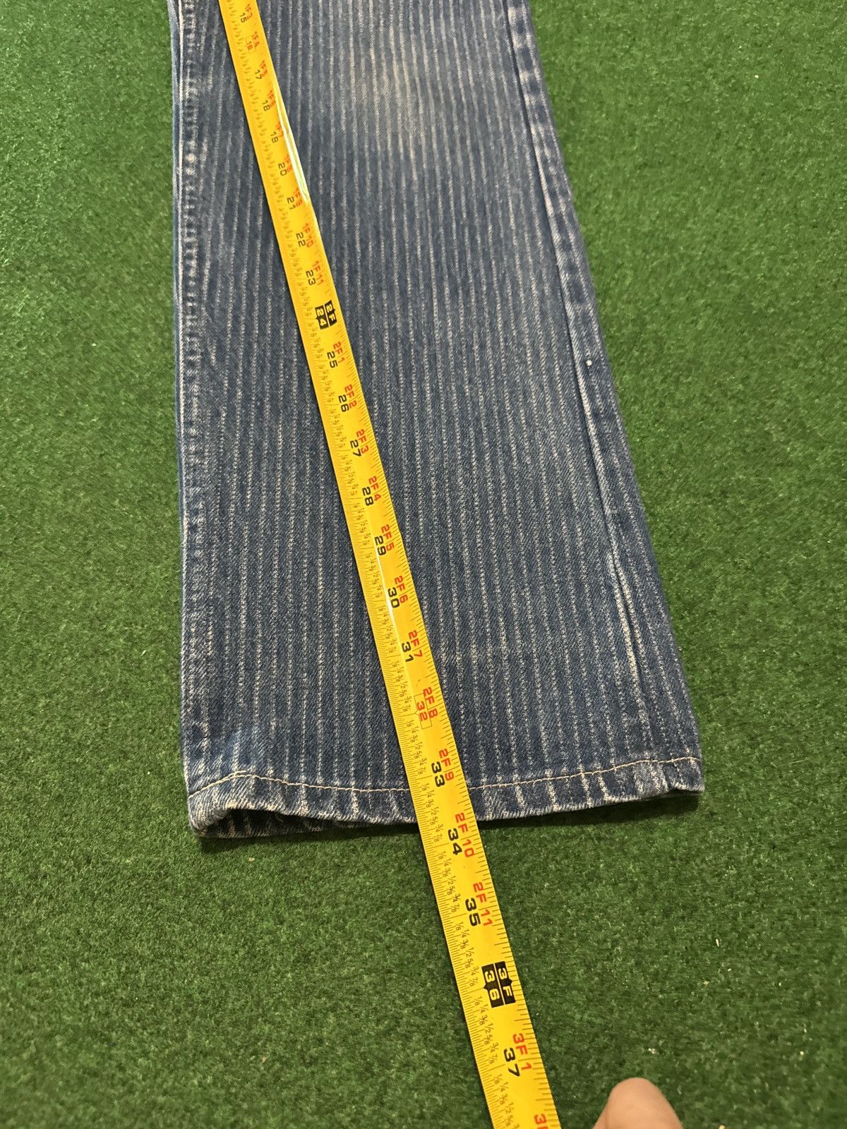 Lee Vintage 80s Lee Railroad Pinstripe 32x34 High Waisted Jeans Size 40" / US 18 - 6 Thumbnail