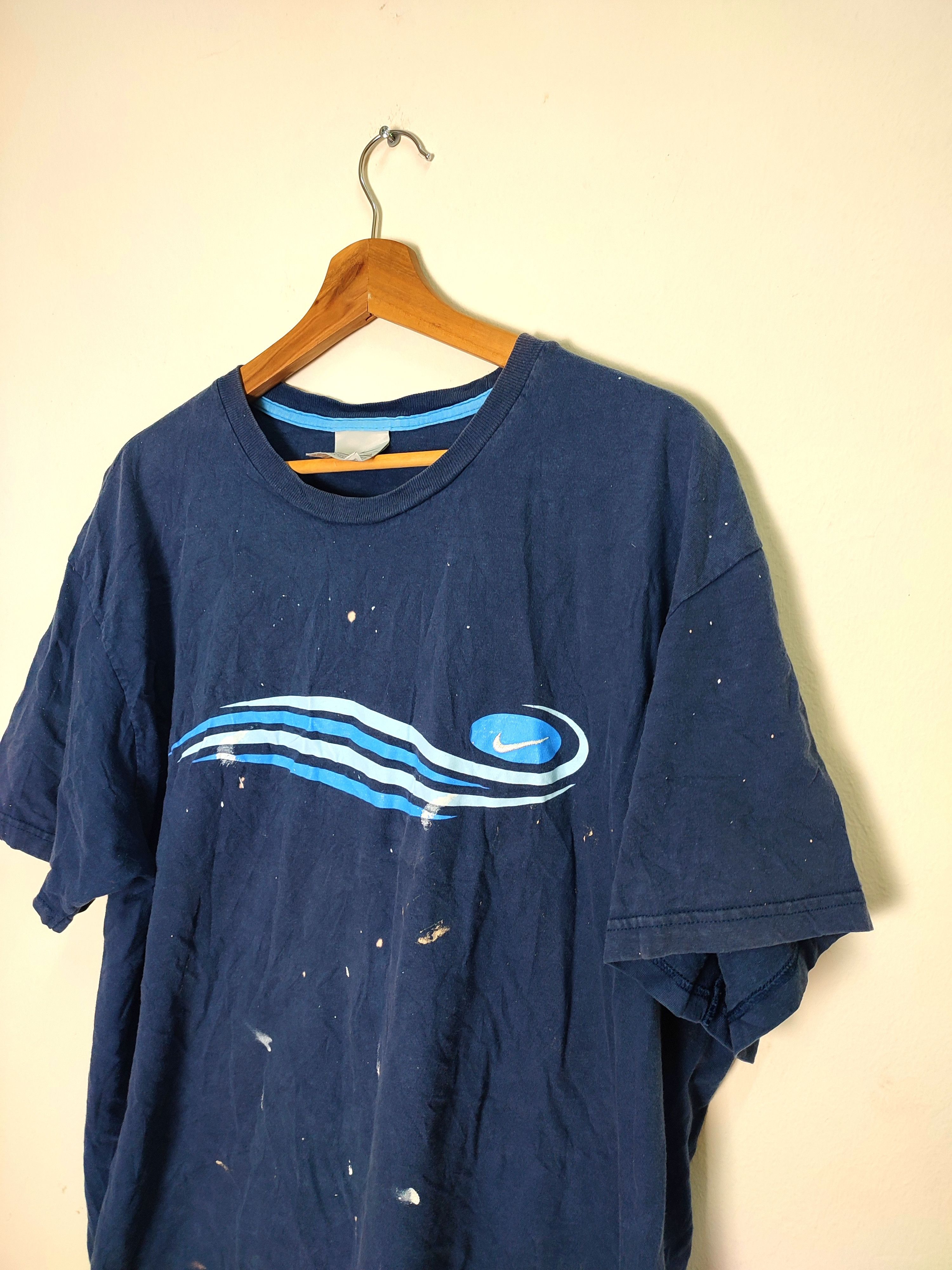 Nike Y2k Nike Blue Embroidery Logo Tees Size US XL / EU 56 / 4 - 3 Thumbnail