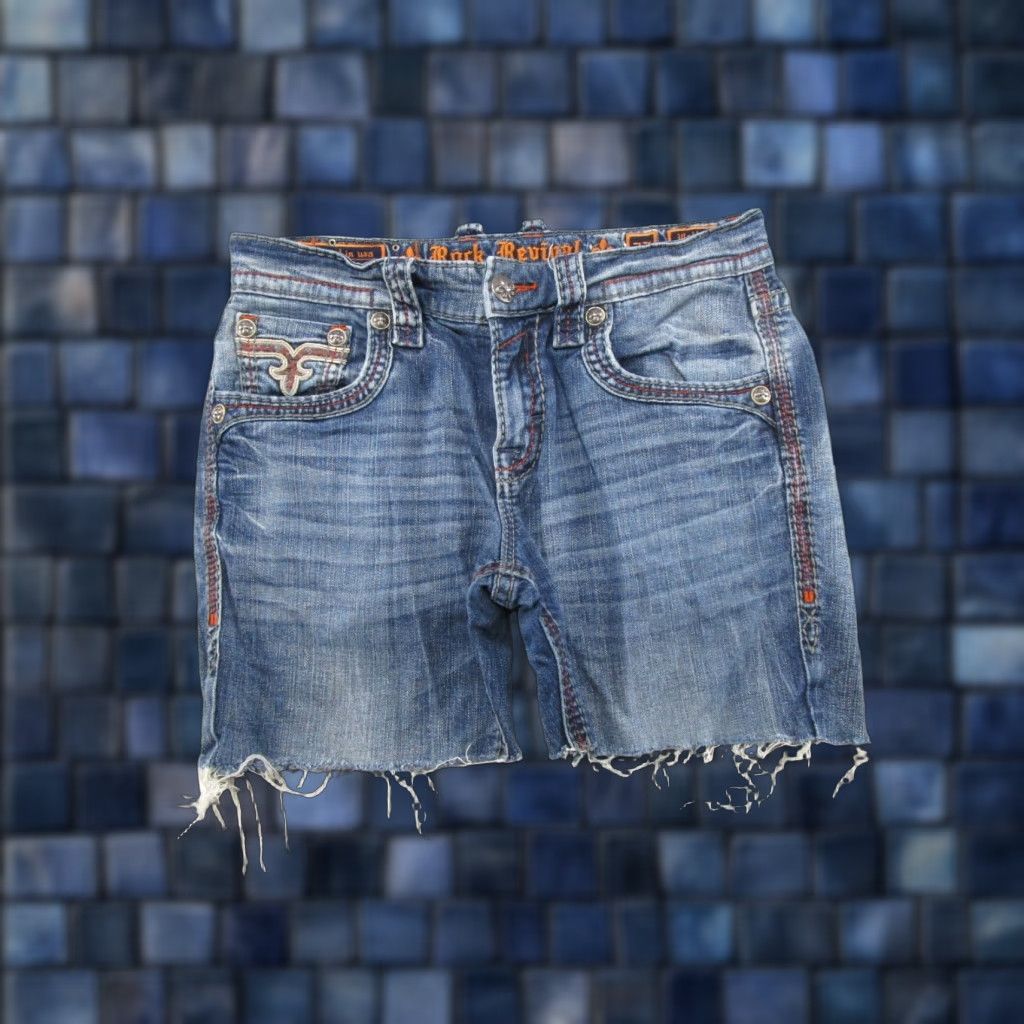 Vintage Rock Revival Men’s Jeans Bootcut Blue 33 Size Cut Offs Size US 33 - 1 Thumbnail