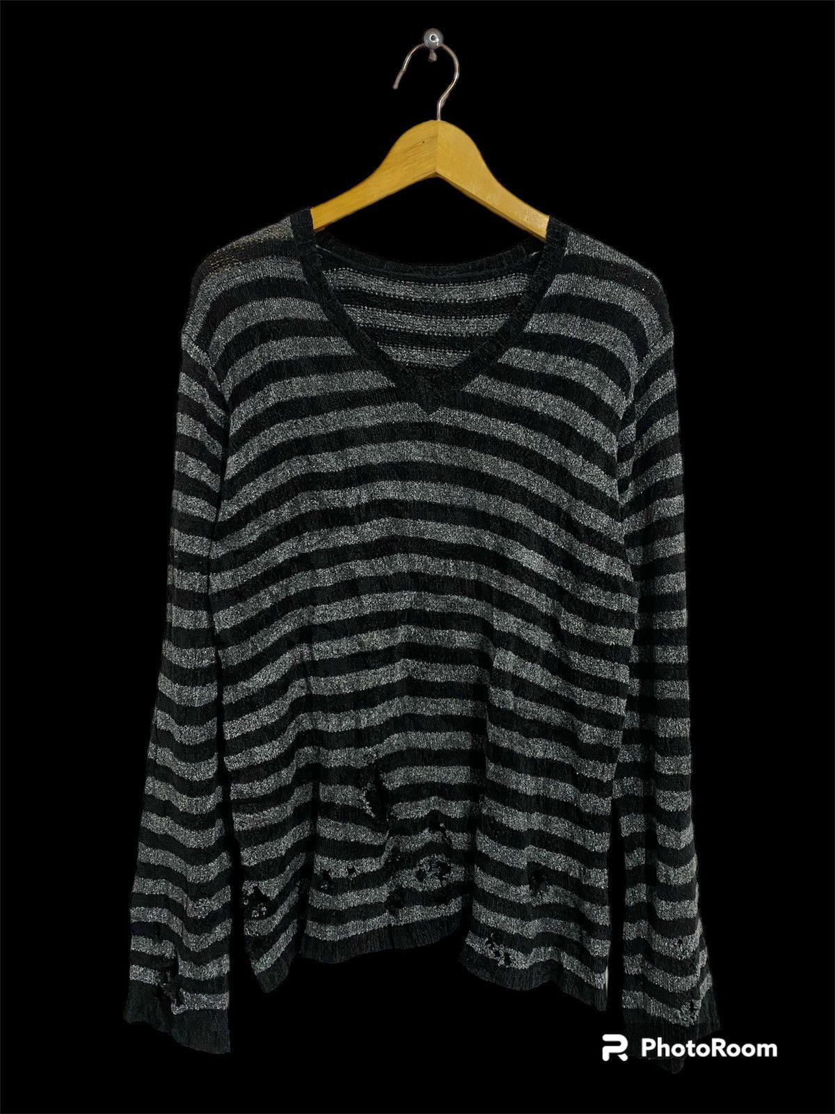 Beauty Beast Disstressed Knitted Striped Japanesebrand Numbernine Size US L / EU 52-54 / 3 - 1 Thumbnail