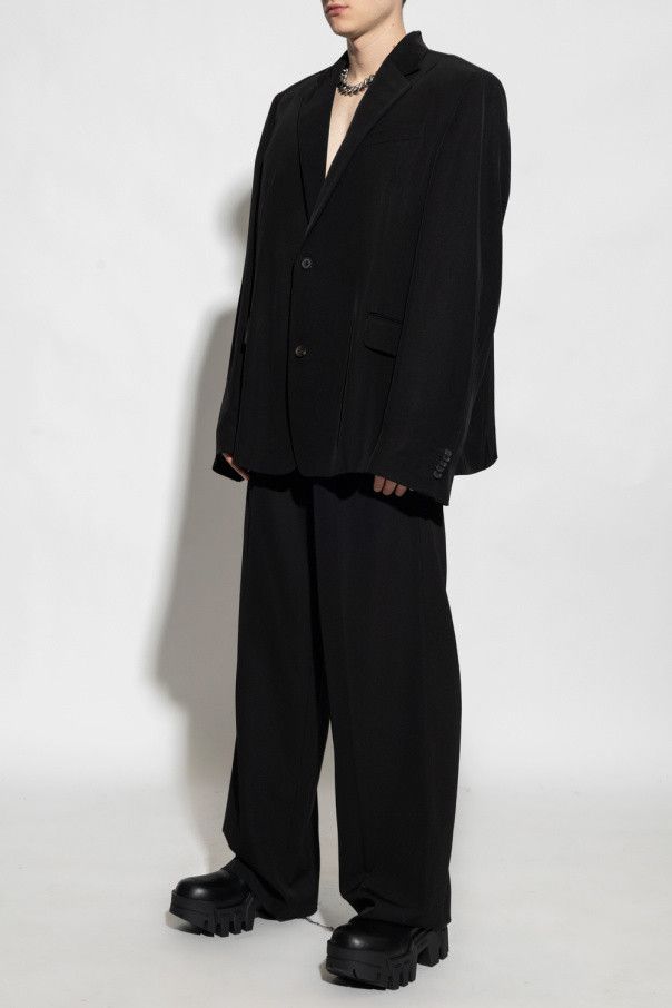 Balenciaga o1bcso1str1124 Curved Shoulder Jacket in Black Size US S / EU 44-46 / 1 - 2 Thumbnail