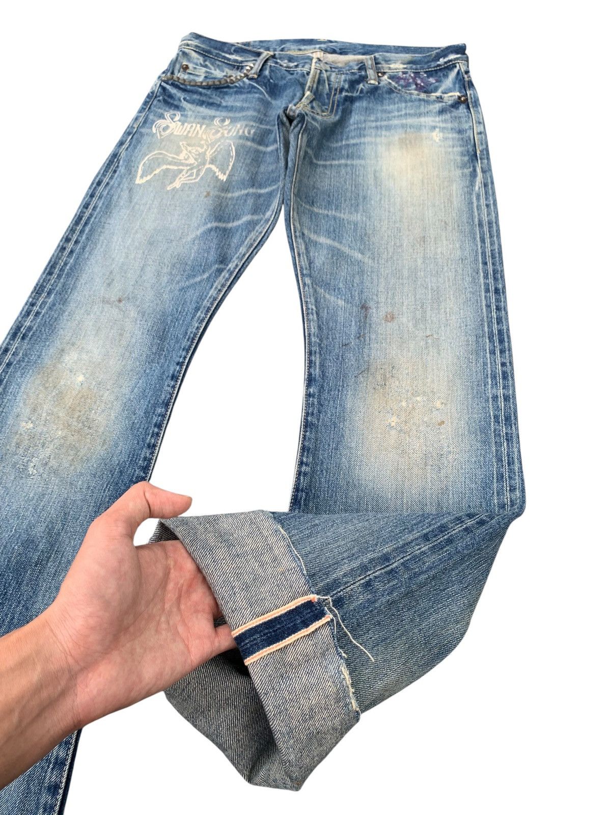 Kapital HYSTERIC GLAMOUR LED ZEPPELIN FLARE SELVEDGE DISTRESSEDDENIM Size US 32 / EU 48 - 5 Thumbnail