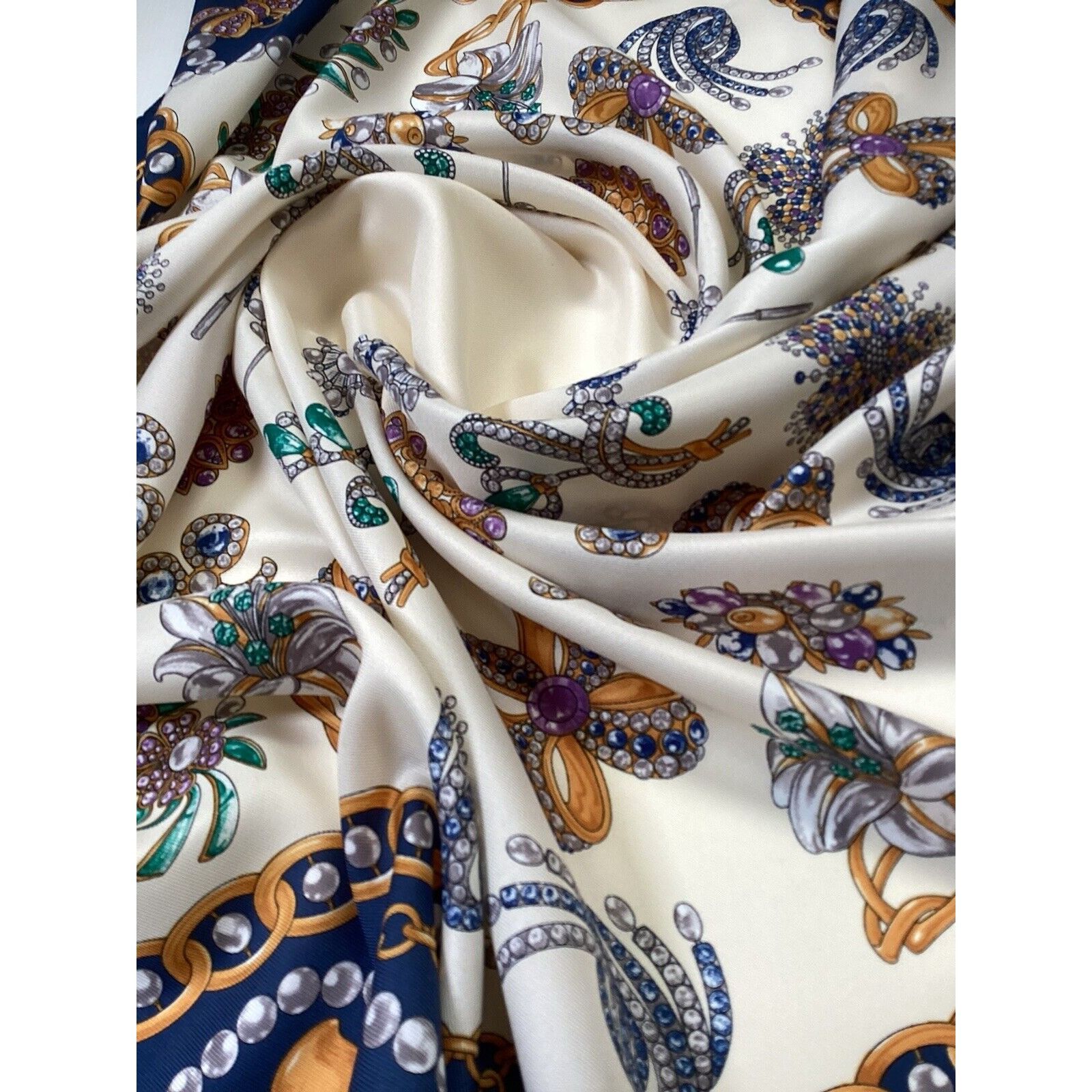 Other MEDITERRANEA White Jewelry Print Polyester Scarf Italy Size ONE SIZE - 7 Thumbnail
