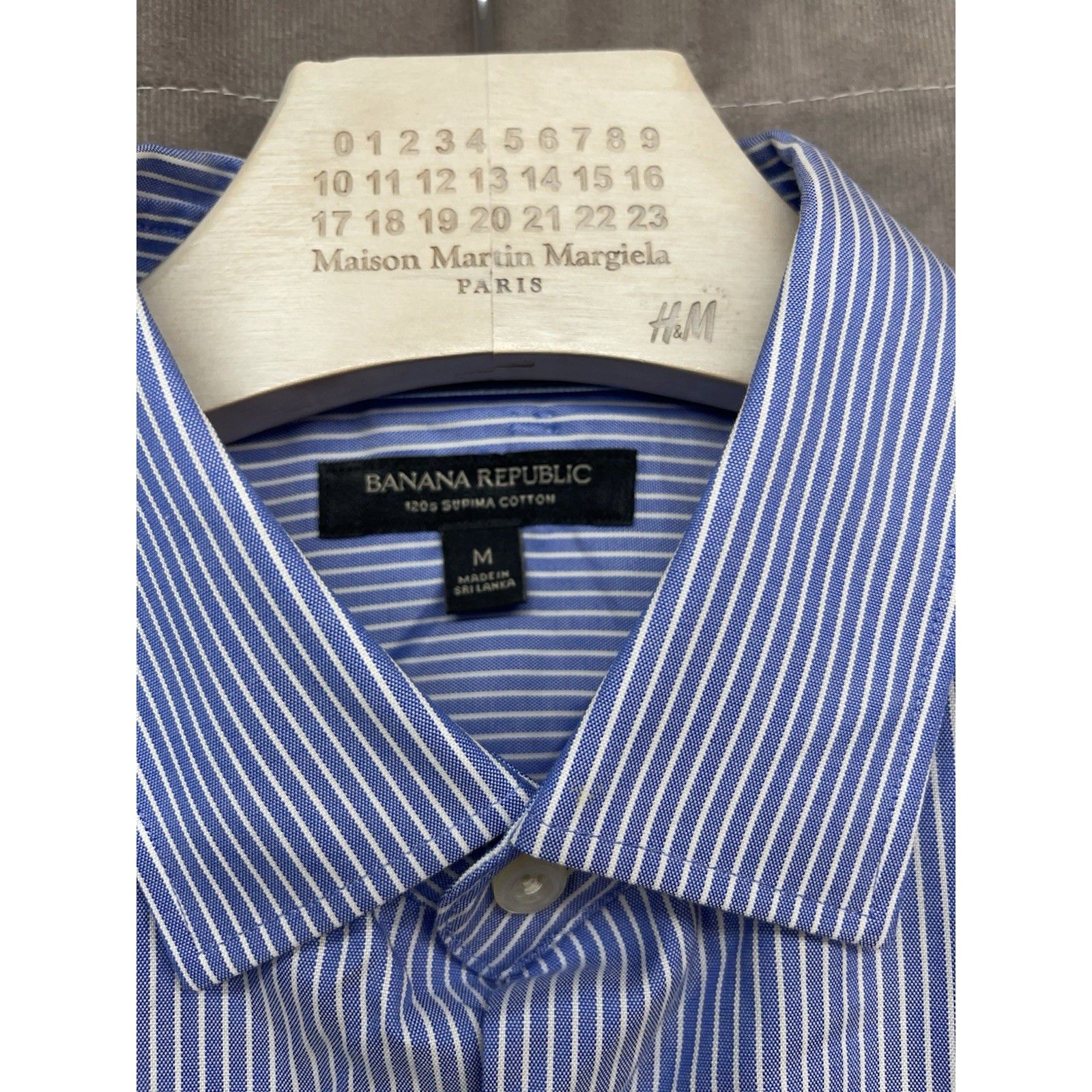 Banana Republic Banana Republic Men's M Grant Fit 120s Supima Cotton Blue Pi Size US M / EU 48-50 / 2 - 3 Thumbnail