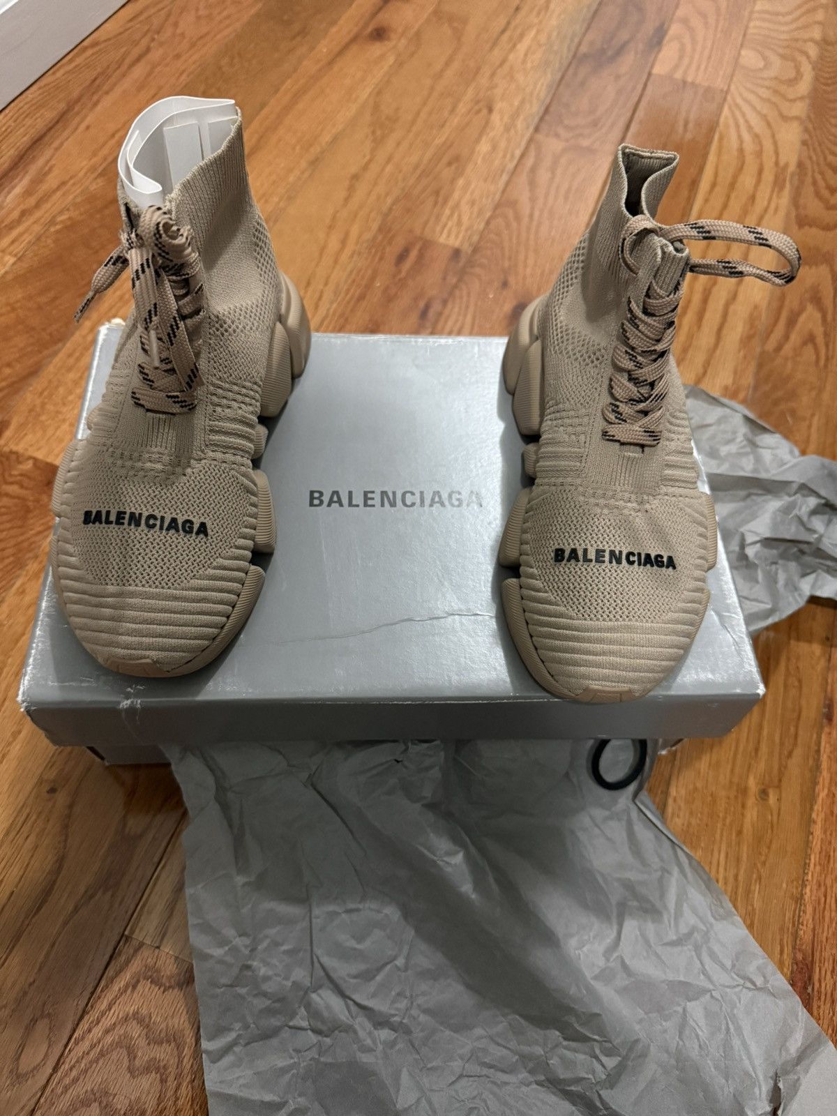 Balenciaga Balenciaga WMNS Speed 2.0 Beige Lace Up Size US 4 / IT 34 - 1 Thumbnail