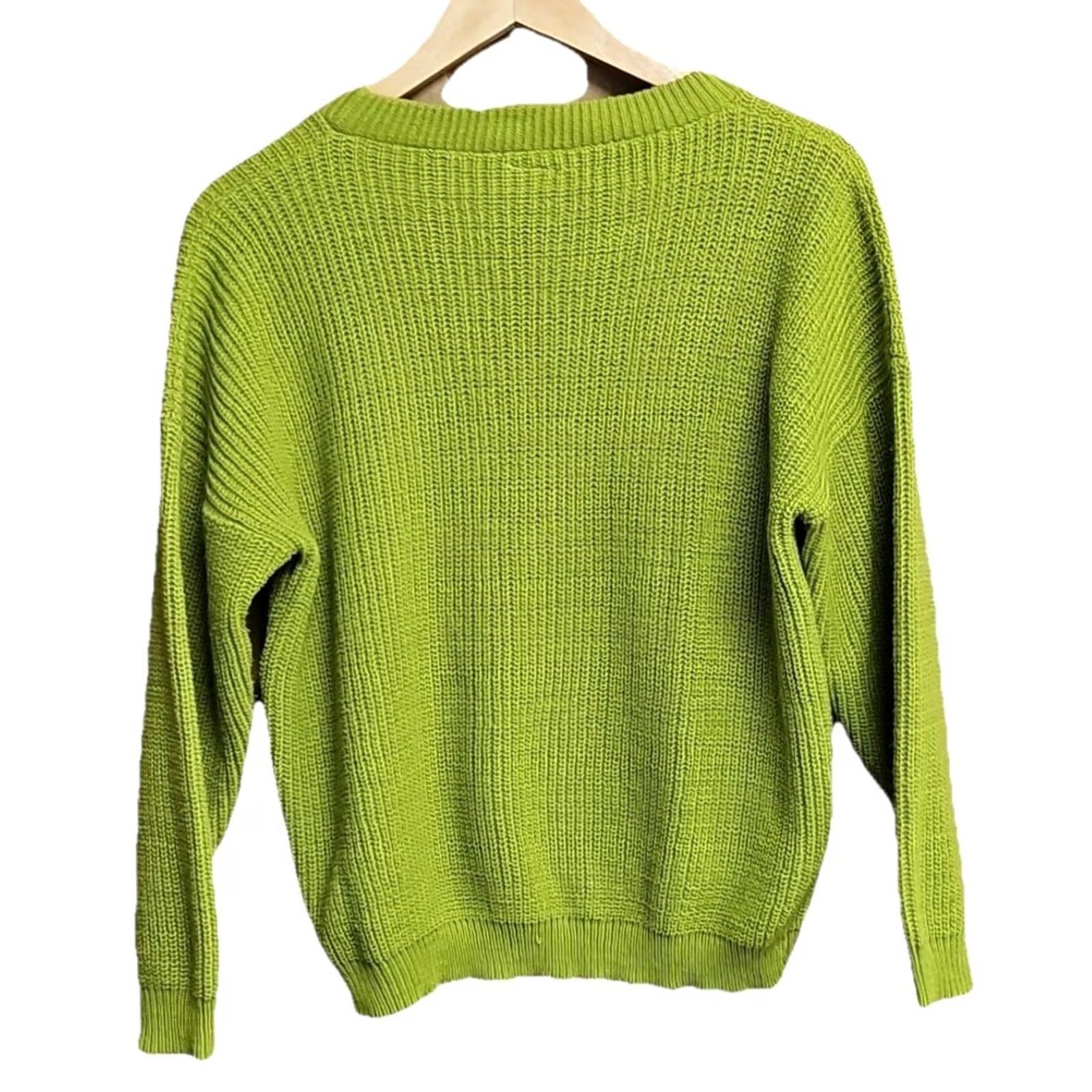 Vintage VINTAGE Tudor Hall Sweater Women’s M Crew Neck Green 80s 90s Chunky Knit Acrylic Pullover Size M / US 6-8 / IT 42-44 - 6 Thumbnail