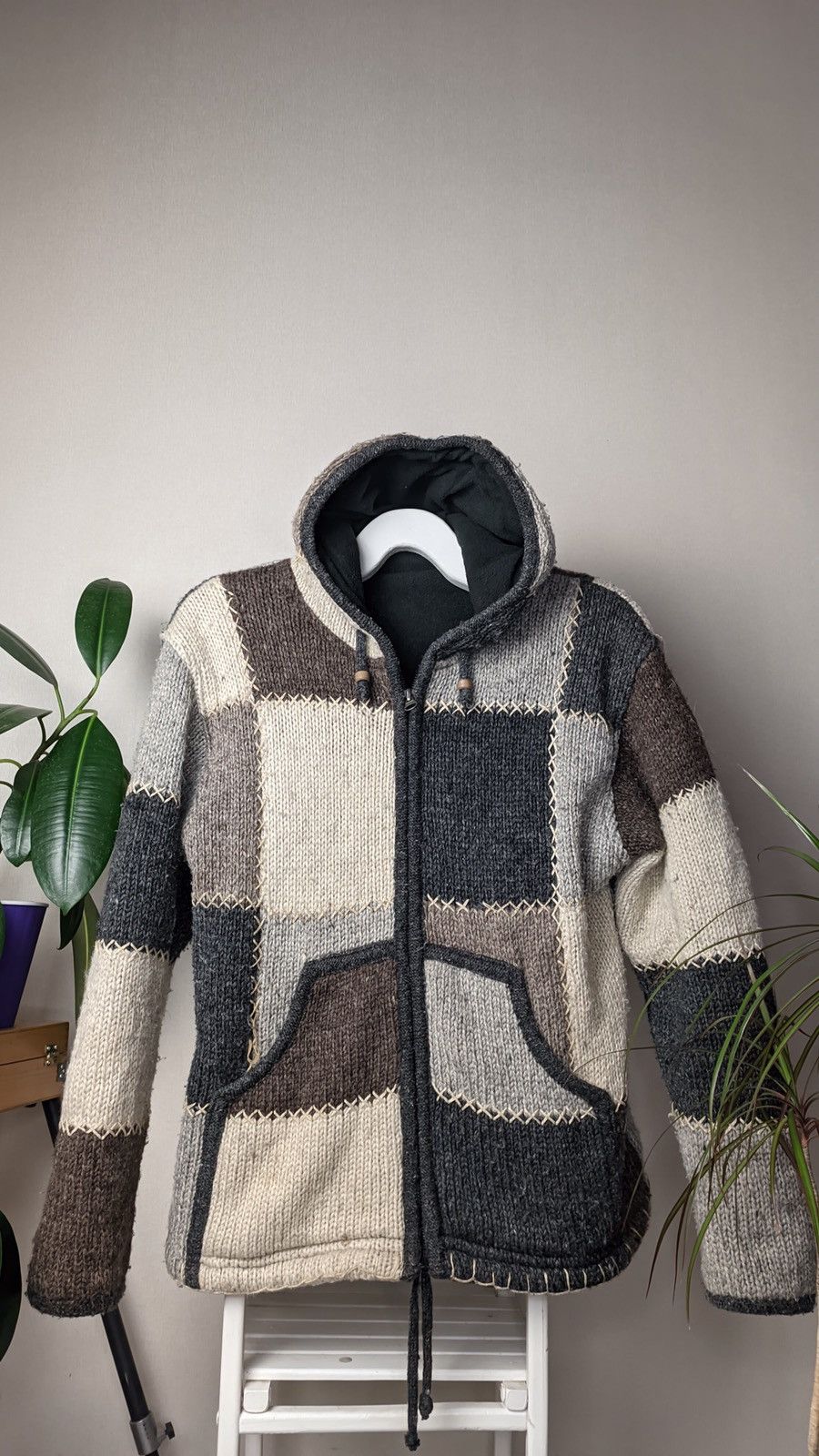 Japanese Brand Vintage Patchwork knit wool hooded baja Nepal Kapital vibe Size US M / EU 48-50 / 2 - 2 Thumbnail