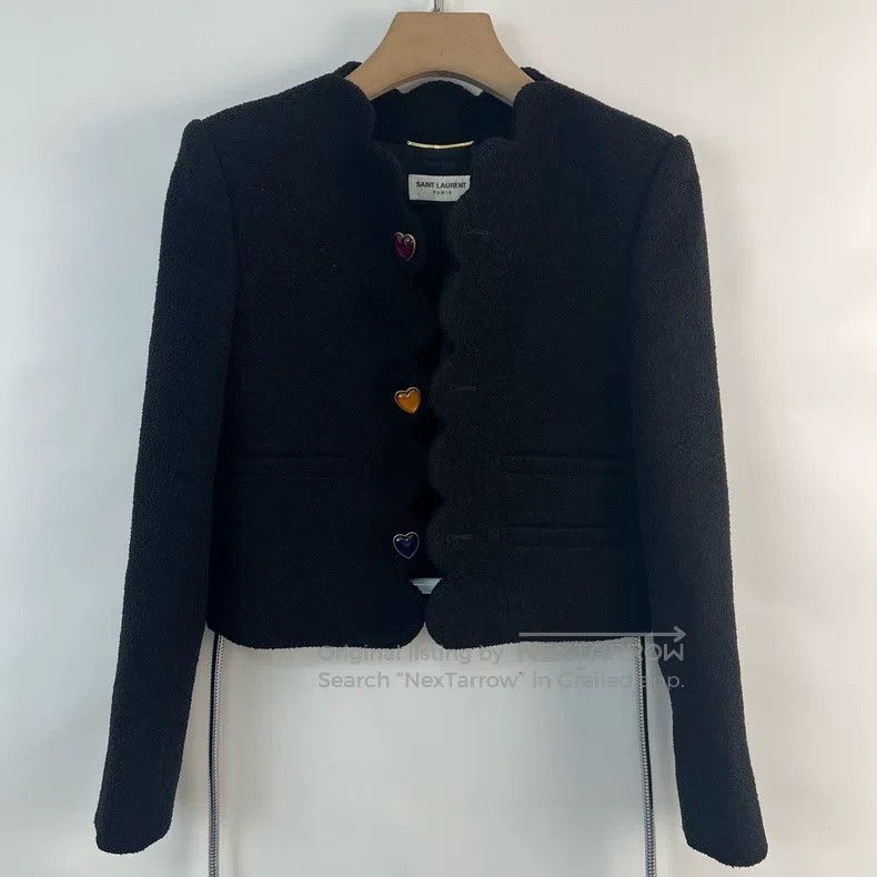 Saint Laurent Paris Saint Laurent Paris Black Velvet Jacket with Colored Heart Size XS / US 0-2 / IT 36-38 - 2 Thumbnail