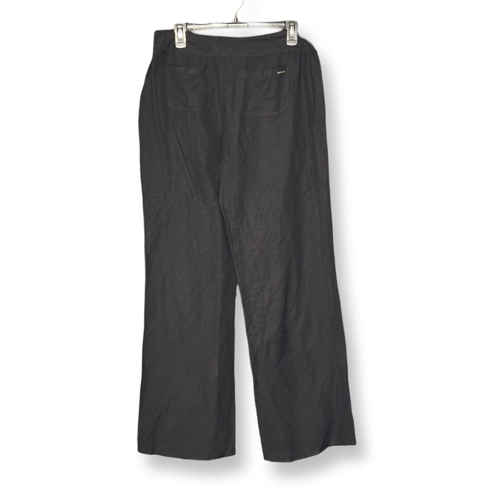 Calvin Klein Calvin Klein Black Linen Wide Leg Drawstring Pants Size 30" / US 8 / IT 44 - 4 Thumbnail