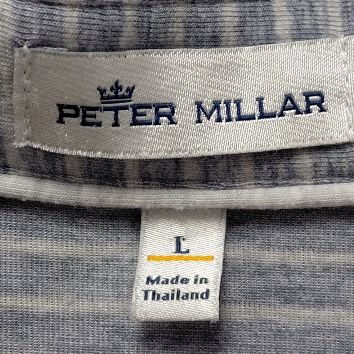 Peter Millar Peter Millar Grey Stripe Polo Shirt | Size L | Premium Golf Size US L / EU 52-54 / 3 - 4 Thumbnail