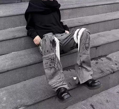 VIBE Punk Rock Heavy Industrial Detachable Streamer Cargo Pants Size US 32 / EU 48 - 4 Thumbnail