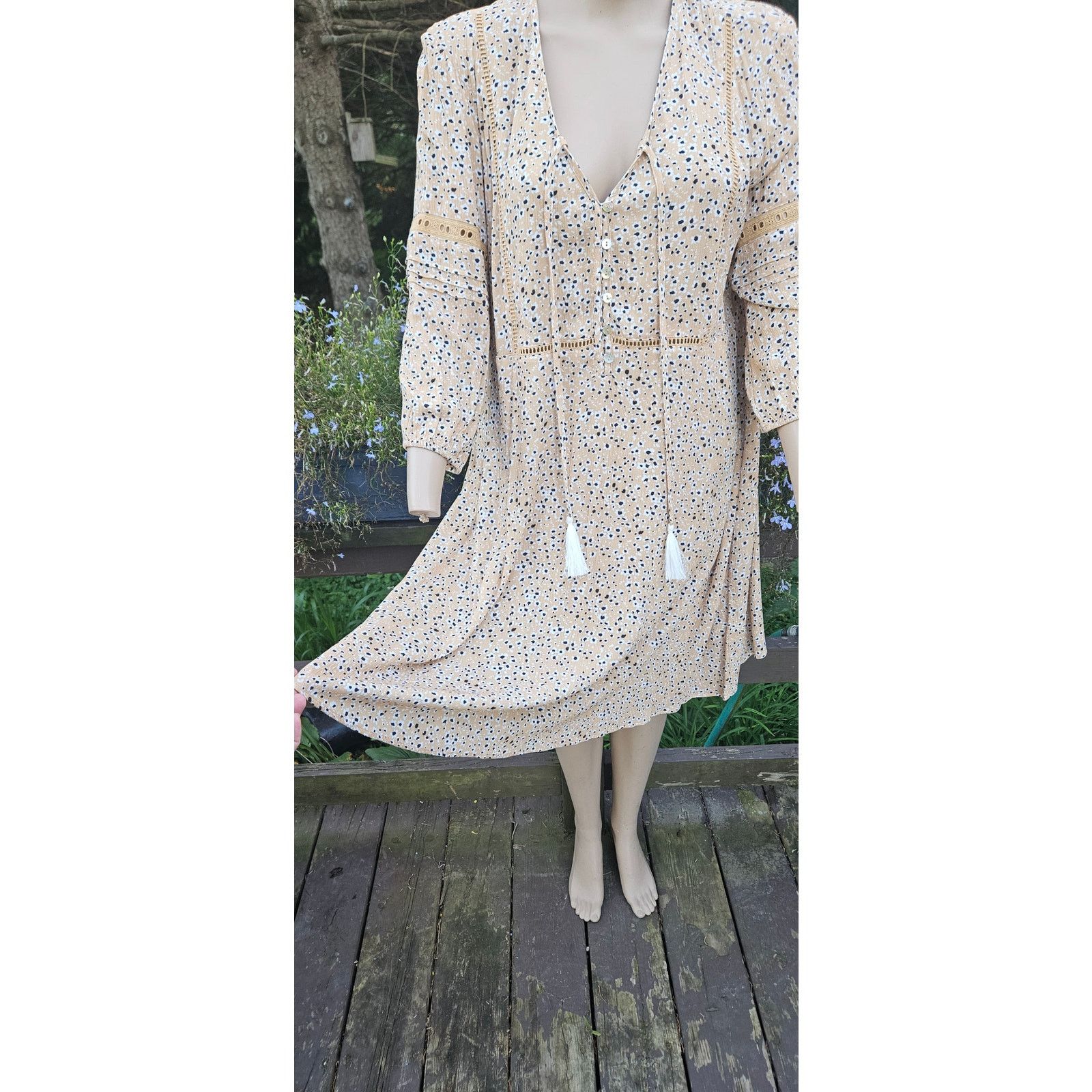 Tribal Streetwear Tribal 100% Rayon, 3/4 Sleeve Dress, Boho Dress. Maternity Size M / US 6-8 / IT 42-44 - 7 Thumbnail