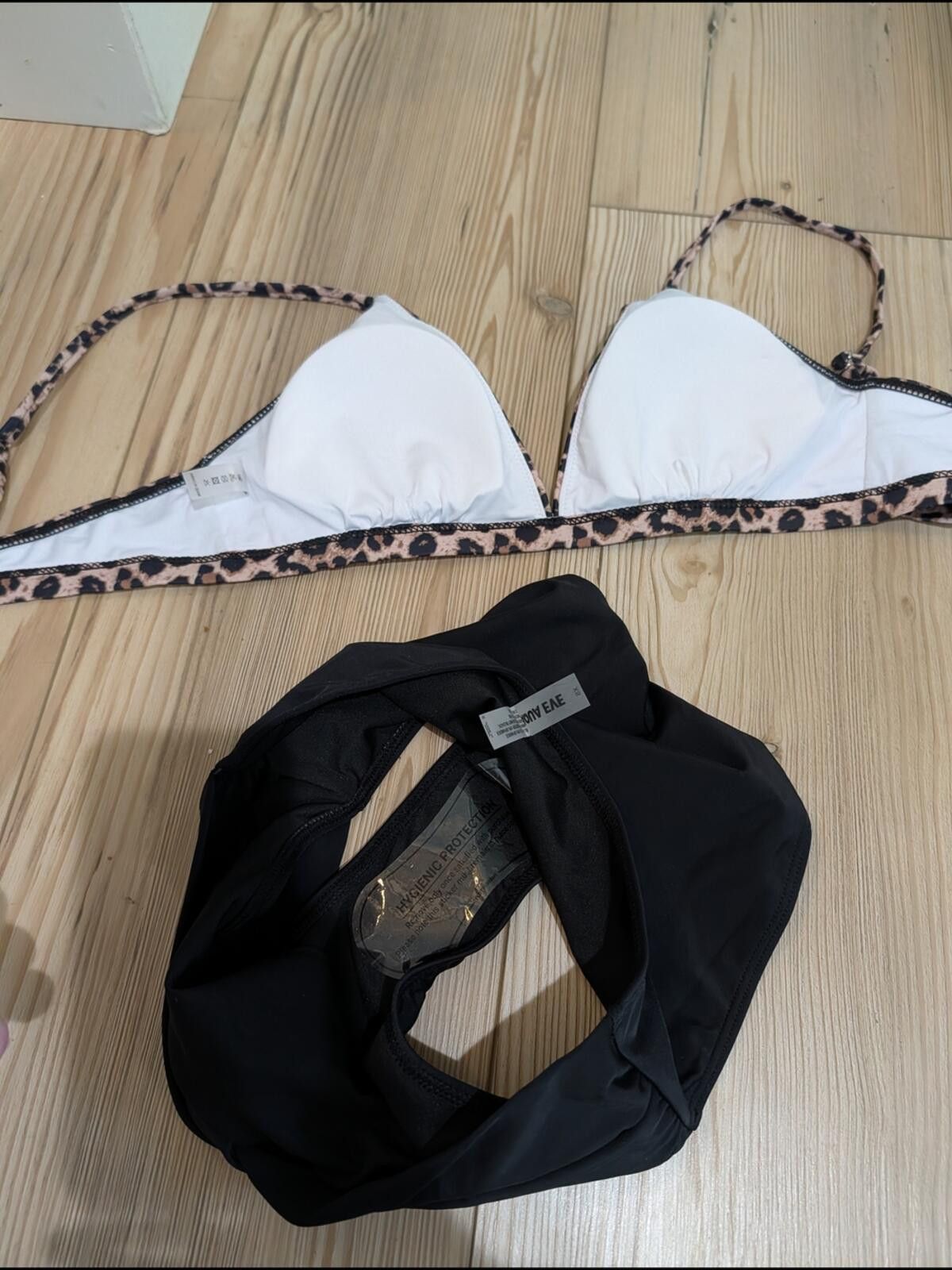 Other Leopard Print Triangle Bikini Top with High-Waist Bottoms Size ONE SIZE - 2 Thumbnail