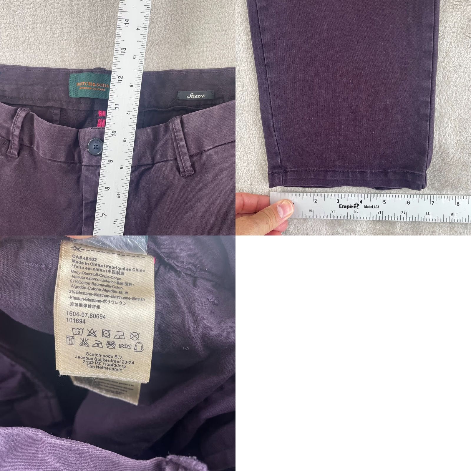 Scotch & Soda Scotch & Soda Stuart Chino Pants Men 32 Purple Slim Fit Preppy Vintage No Size US 32 / EU 48 - 8 Thumbnail