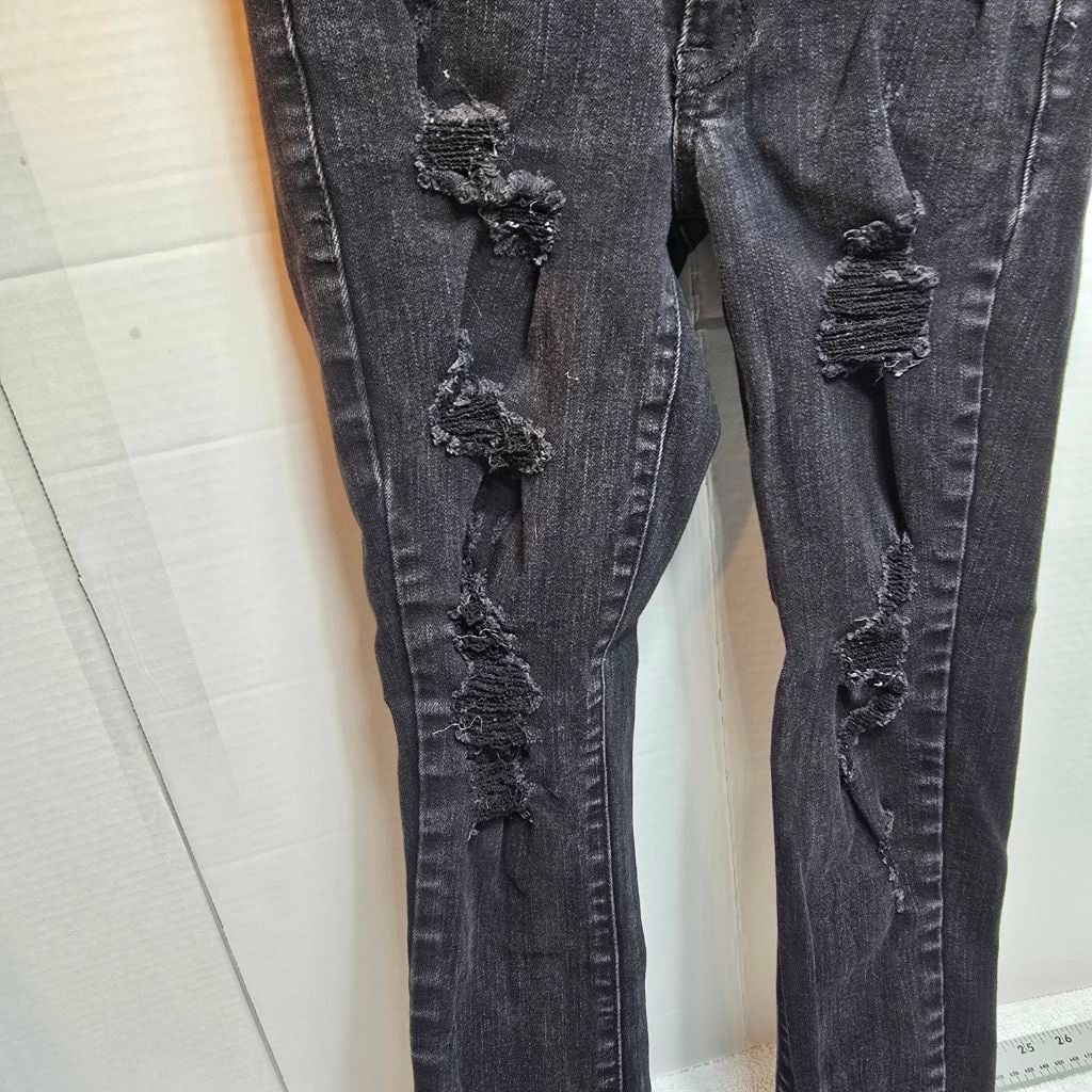 Aeropostale Women's Aeropostale Black Distressed High Rise Jeggings 00 Size 24" / US 00 / IT 34 - 3 Thumbnail