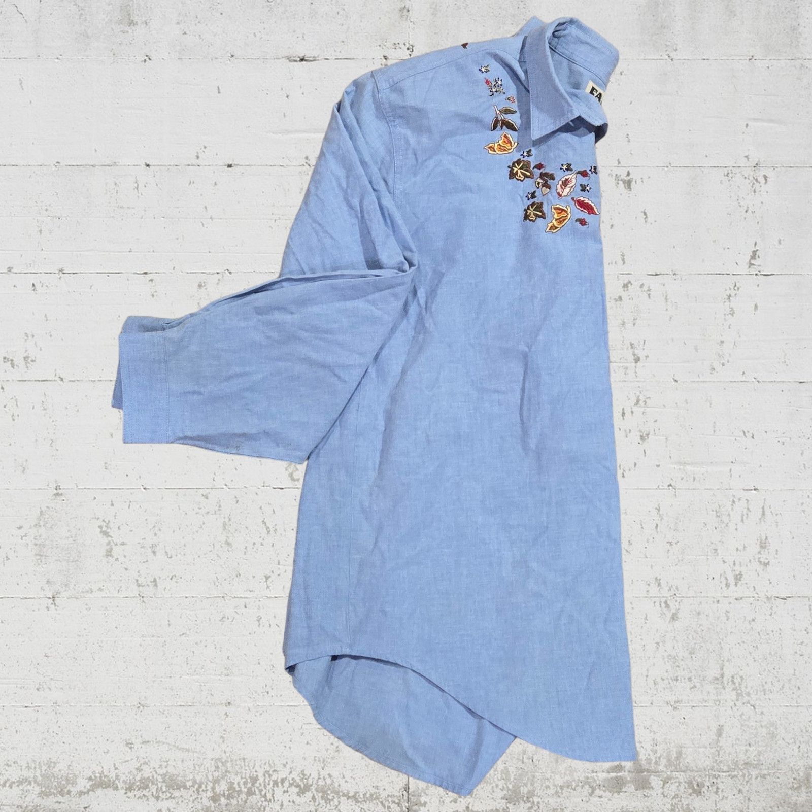 Vintage Vintage Chambray Leaf Embroidered Button Up Size 18W Size XXL / US 16-18 / IT 52-54 - 6 Thumbnail