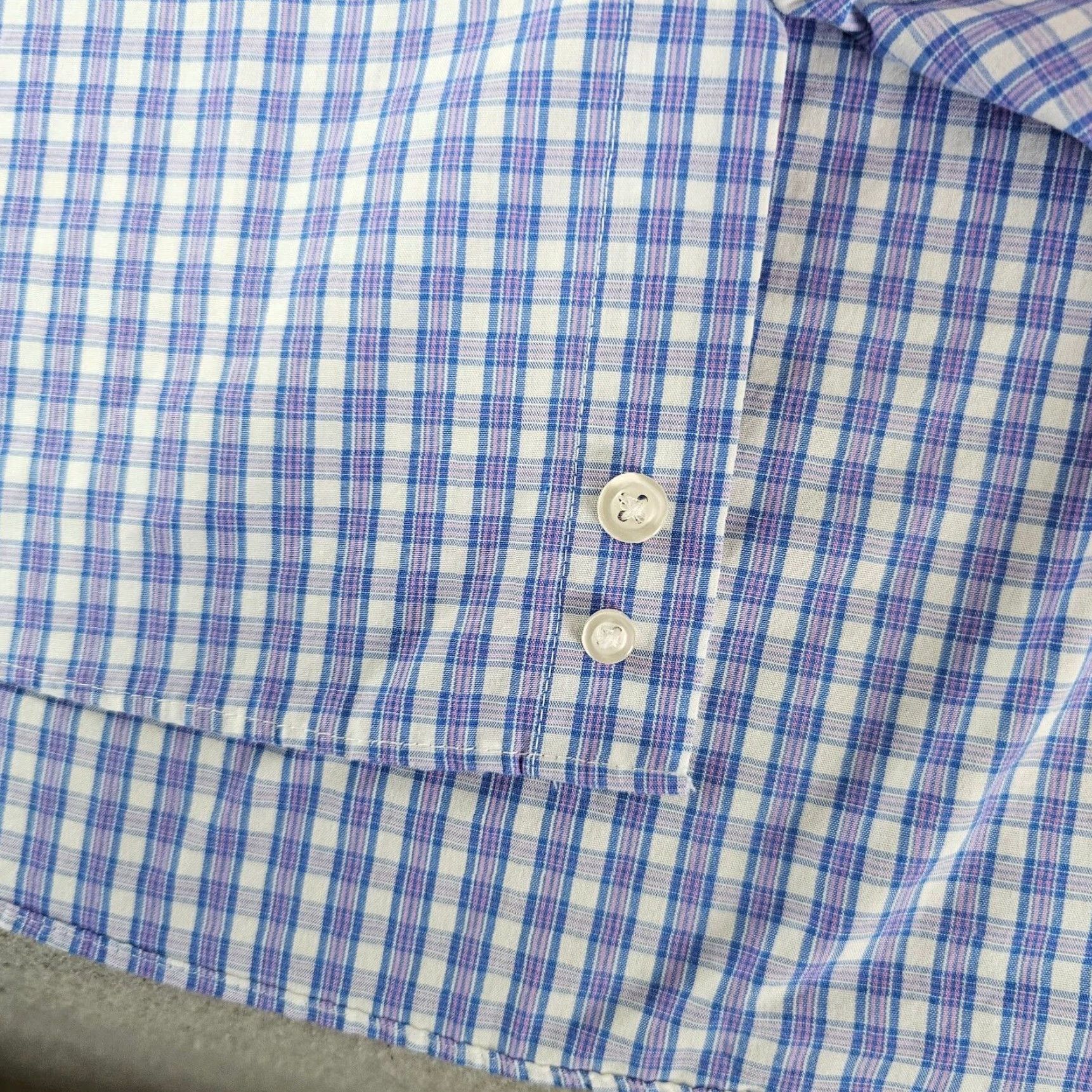 Stafford Stafford Dress Shirt Mens 15.5 32/33 Blue Check Travel Performance Super Shirt Size 42R - 6 Thumbnail