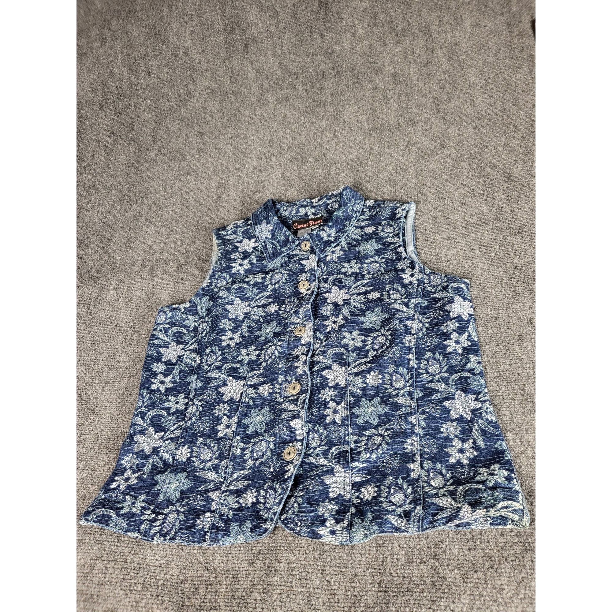 Vintage Vintage Cactus Flower Vest STRETCH DENIM Size M Jacquard FLO Size M / US 6-8 / IT 42-44 - 1 Thumbnail