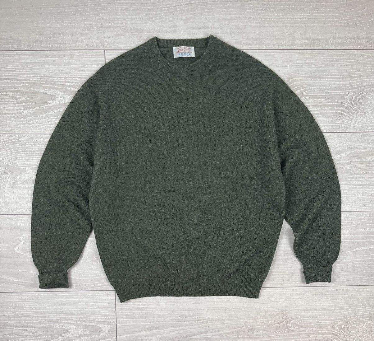 Vintage Peter Scott Walters Oxford Green Wool Knit Sweater Size US L / EU 52-54 / 3 - 2 Thumbnail
