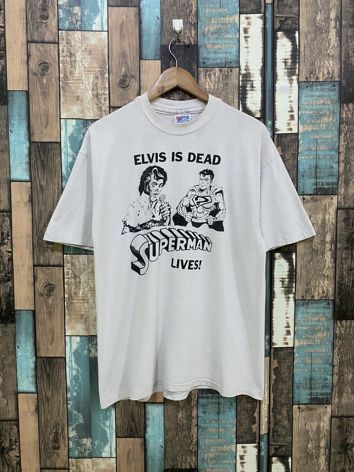 Band Tees × DC Comics Rare Vintage Superman X Elvis Presley T Shirt Size US L / EU 52-54 / 3 - 1 Thumbnail