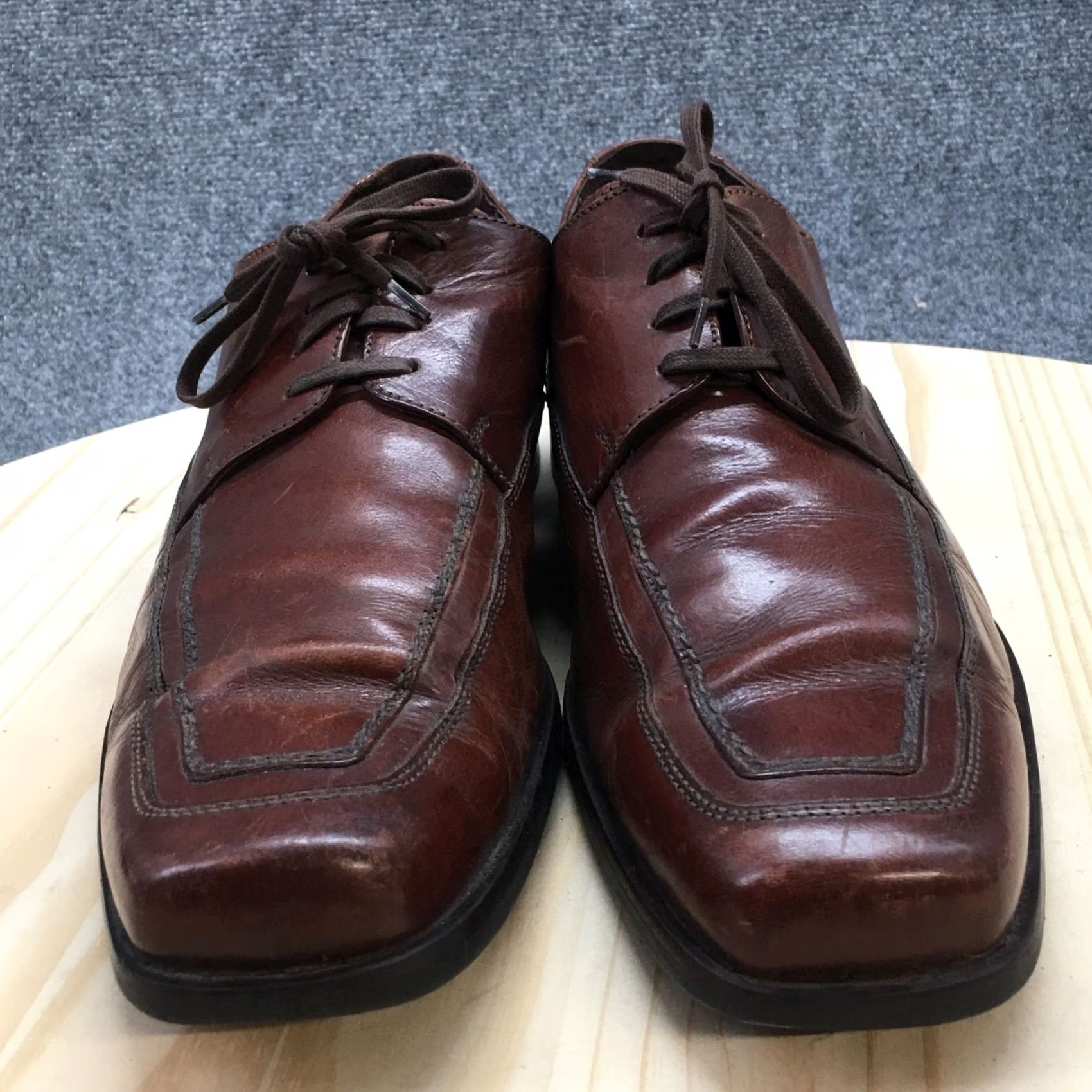 Vintage Bachrach Shoes Mens 10.5 Square Toe Oxford Casual Brown Leather Lace Up Low Top Size US M / EU 48-50 / 2 - 5 Thumbnail