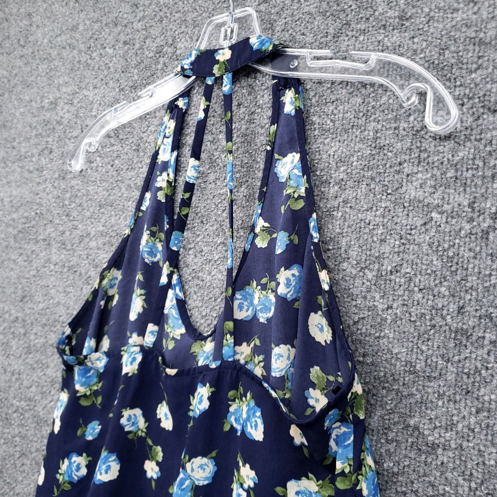 Forever 21 FOREVER 21 Tie Womens S Blue Tank Swing Floral Neck Holter Sleeveless Size S / US 4 / IT 40 - 7 Thumbnail