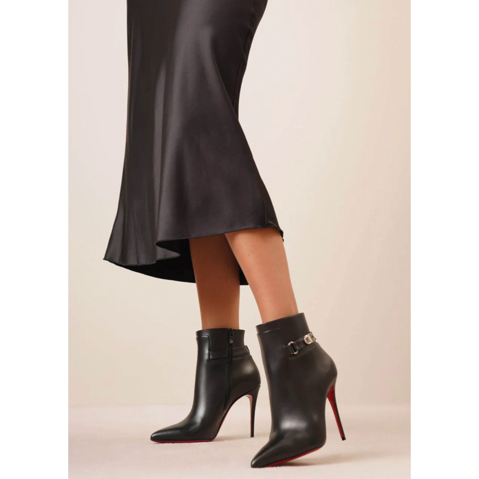 Christian Louboutin Lock So Kate Booty 100 Black Leather Ankle Heel Bootie 39.5 Size US 9.5 / IT 39.5 - 3 Thumbnail