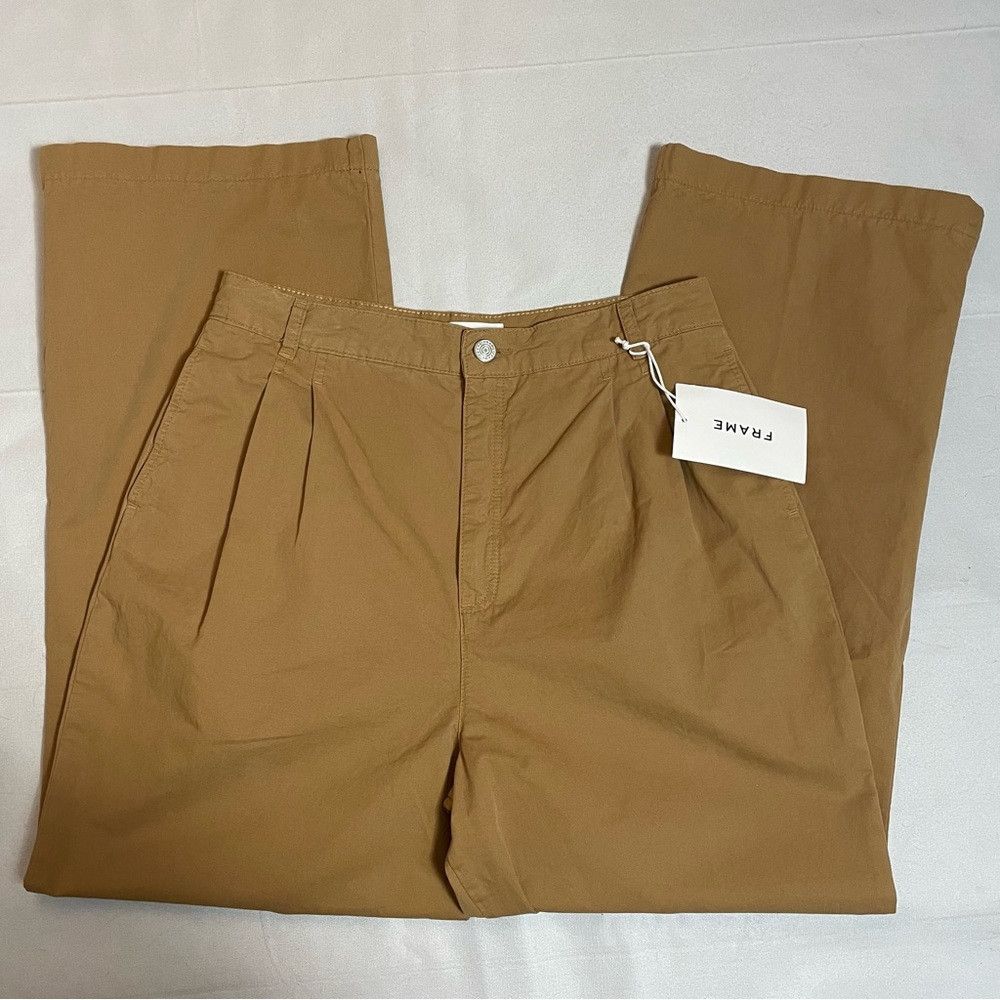 Frame NWT New $348 Frame Pleat Front Wide Leg Camel Chinos Pants Size 29" - 5 Thumbnail