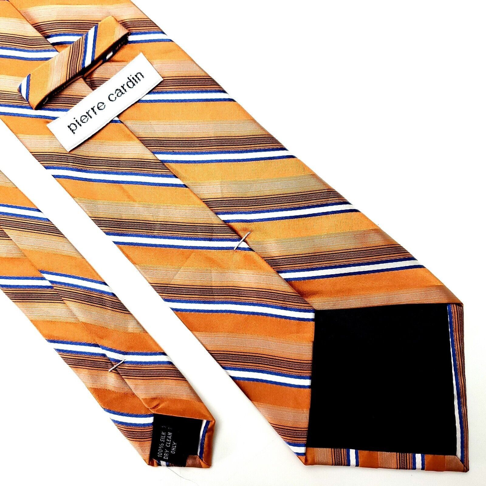 Pierre Cardin Pierre Cardin Silk Tie Woven Orange Striped Wide Size ONE SIZE - 3 Thumbnail