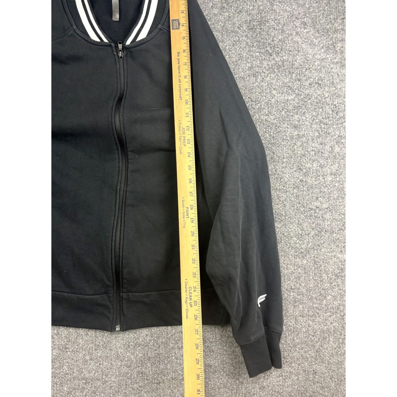 Fabletics Fabletics Jacket Mens XL Black Full Zip Bomber Varsity Raglan Striped Collar Size US XL / EU 56 / 4 - 5 Thumbnail