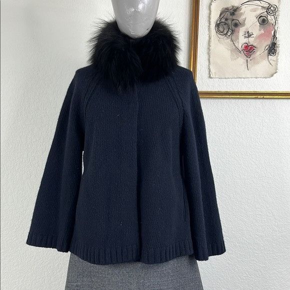 Prada Prada AW14 Wool Fox Fur Collar A Line Sweater Knit Cardigan Size XS / US 0-2 / IT 36-38 - 1 Thumbnail