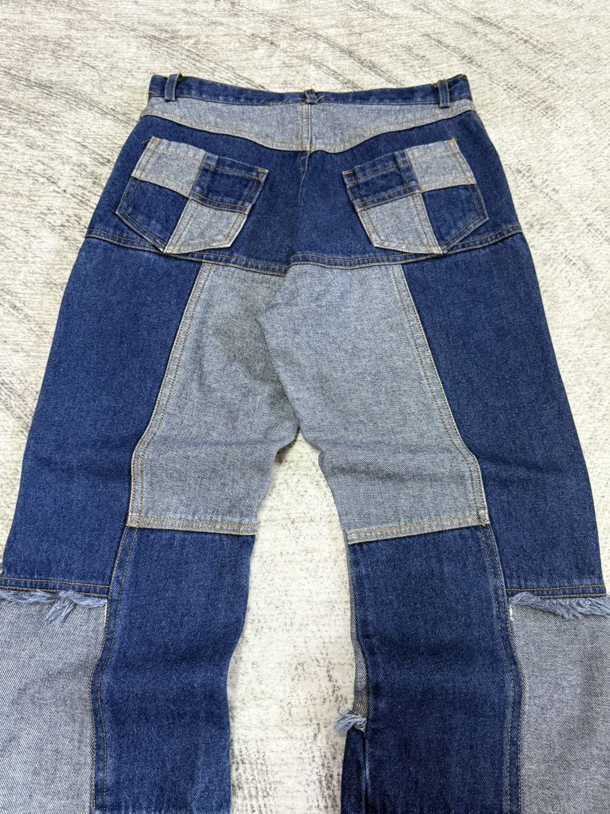 Angel Blue × Hysteric Glamour × Japanese Brand Pop Jelly Japan Penelled Frayed Patch Work Flared Jeans Size US 27 - 11 Thumbnail