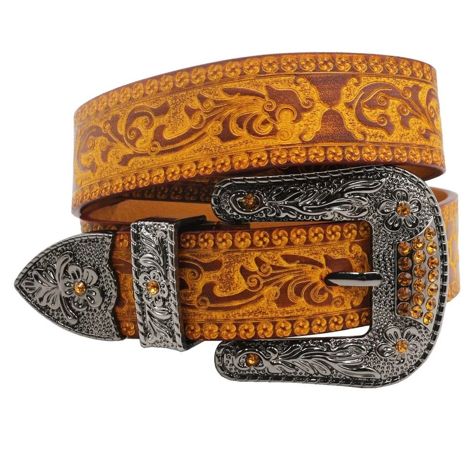 Japanese Brand Leather with embellishments belt Size ONE SIZE - 2 Thumbnail