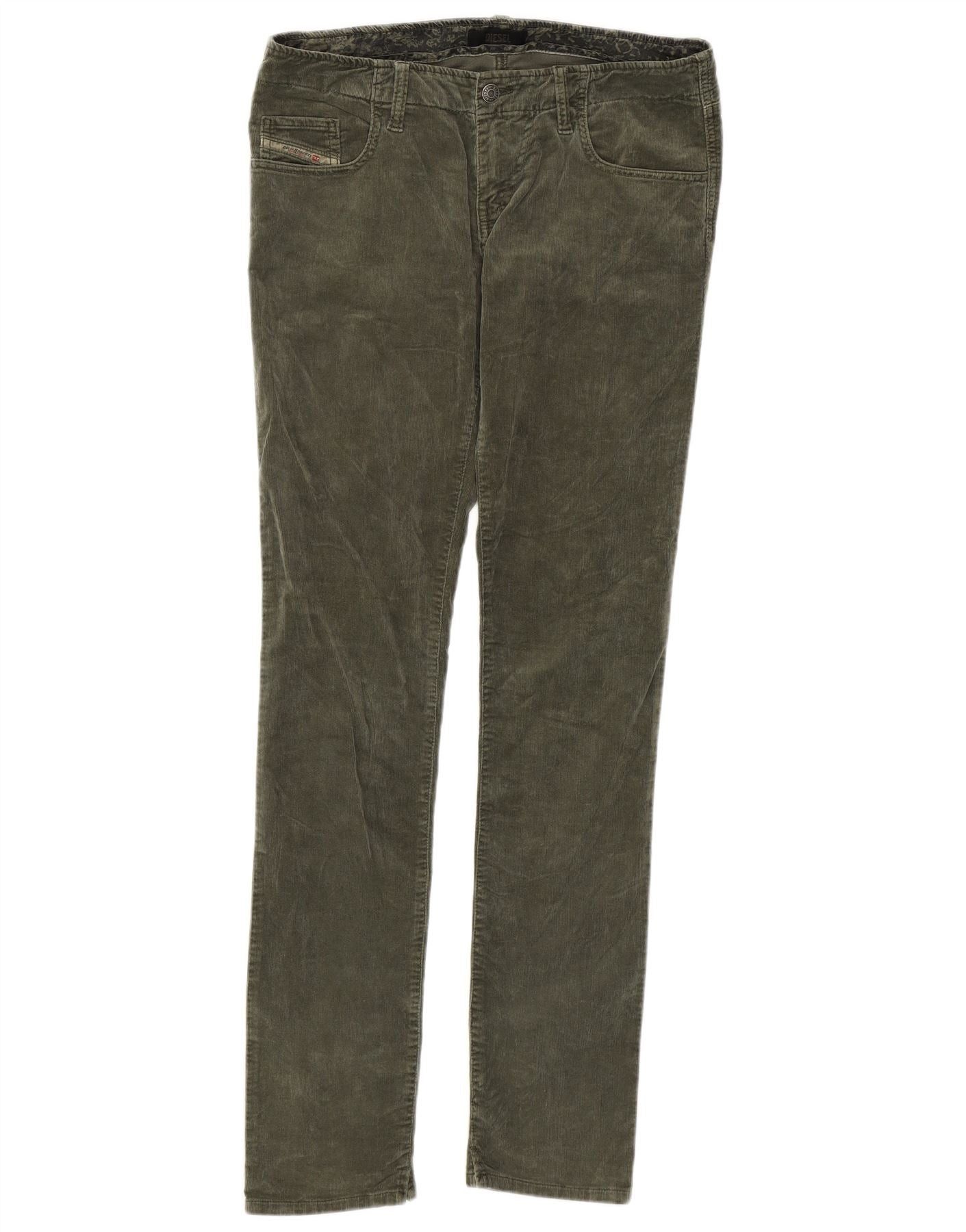 Diesel Womens Skinny Corduroy Trousers W30 L32 Khaki Cotton Size 24" / US 00 / IT 34 - 1 Thumbnail