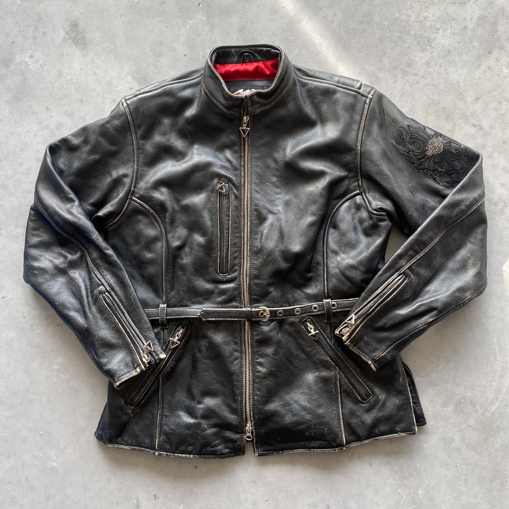 Harley Davidson Vintage 90s Harley Davidson Leather Jacket Black Punk Biker Size US L / EU 52-54 / 3 - 1 Thumbnail