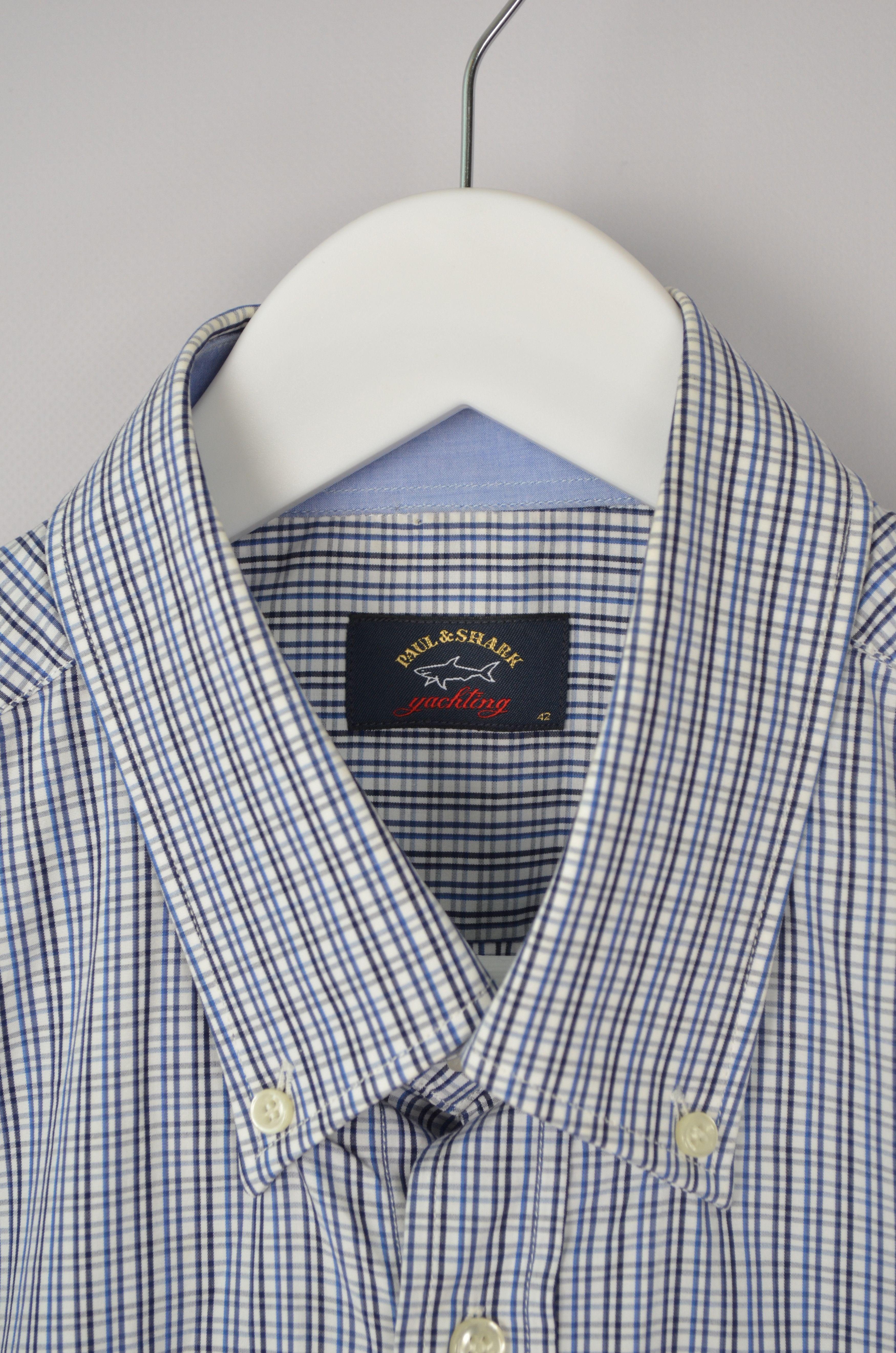 Paul & Shark Paul&Shark White Blue Check Shirt Size XL (42) Luxury Size US XL / EU 56 / 4 - 5 Thumbnail