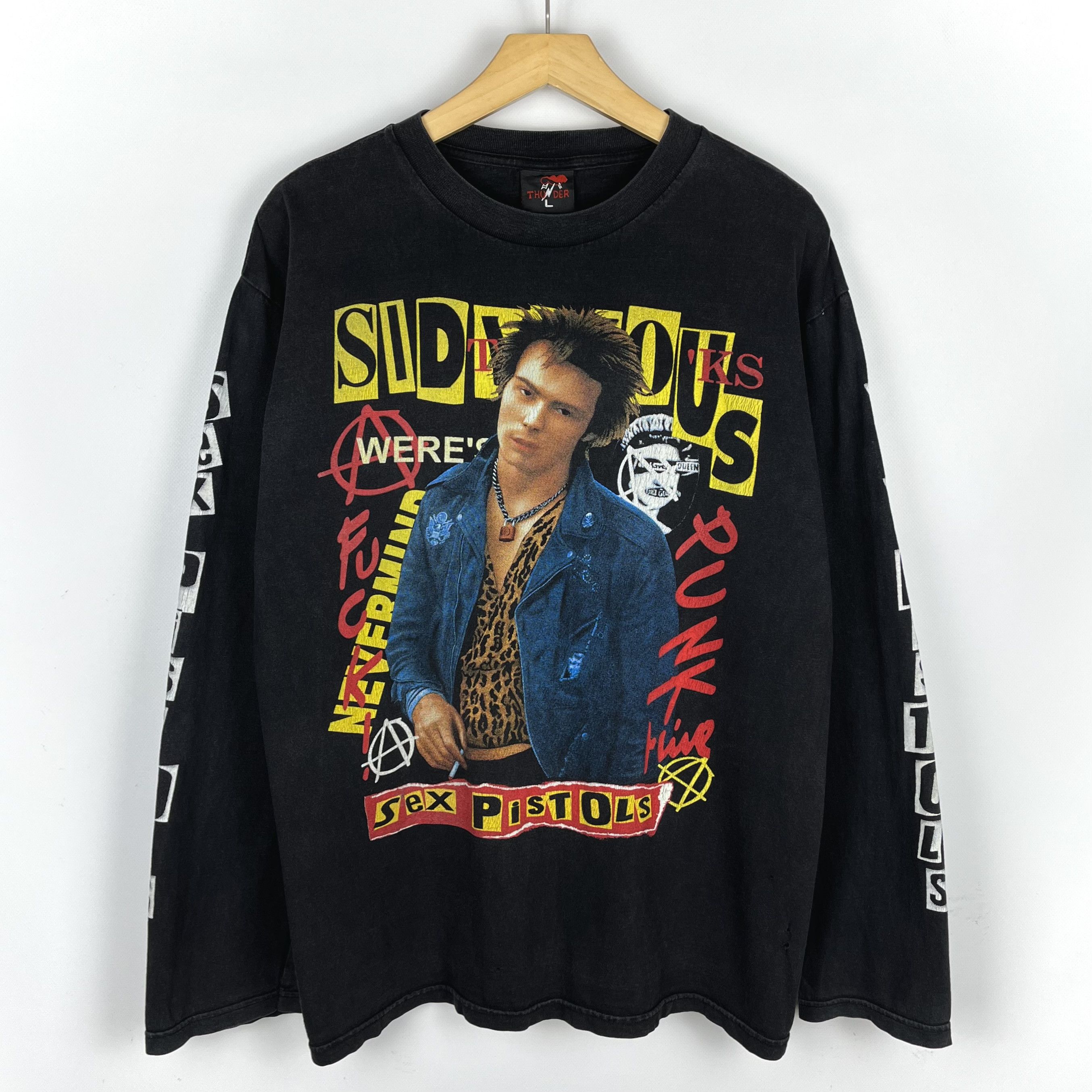 Band Tees Vintage Sid Vicious Sex Pistols Punk Longsleeve T Shirt 90’s Size US L / EU 52-54 / 3 - 1 Thumbnail