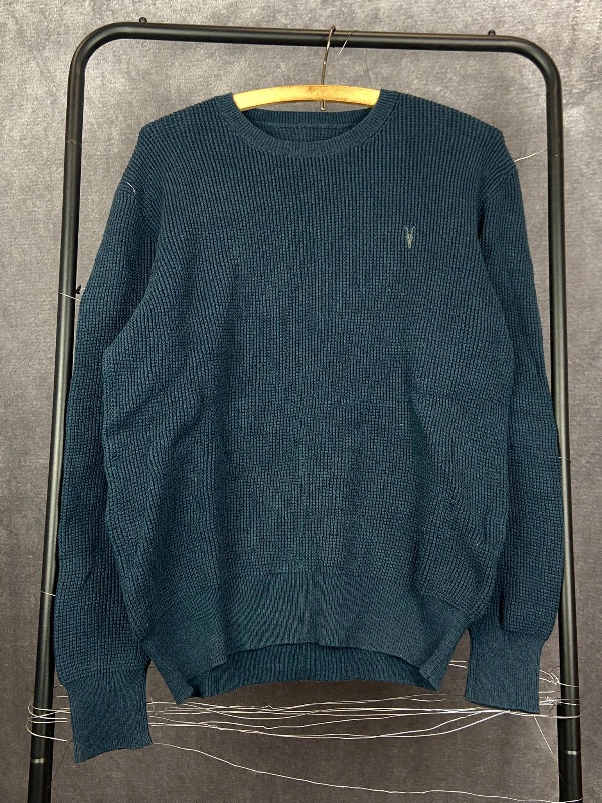 Allsaints AllSaints Knit Sweater Navy Cotton Wool Blend L Size US L / EU 52-54 / 3 - 1 Thumbnail