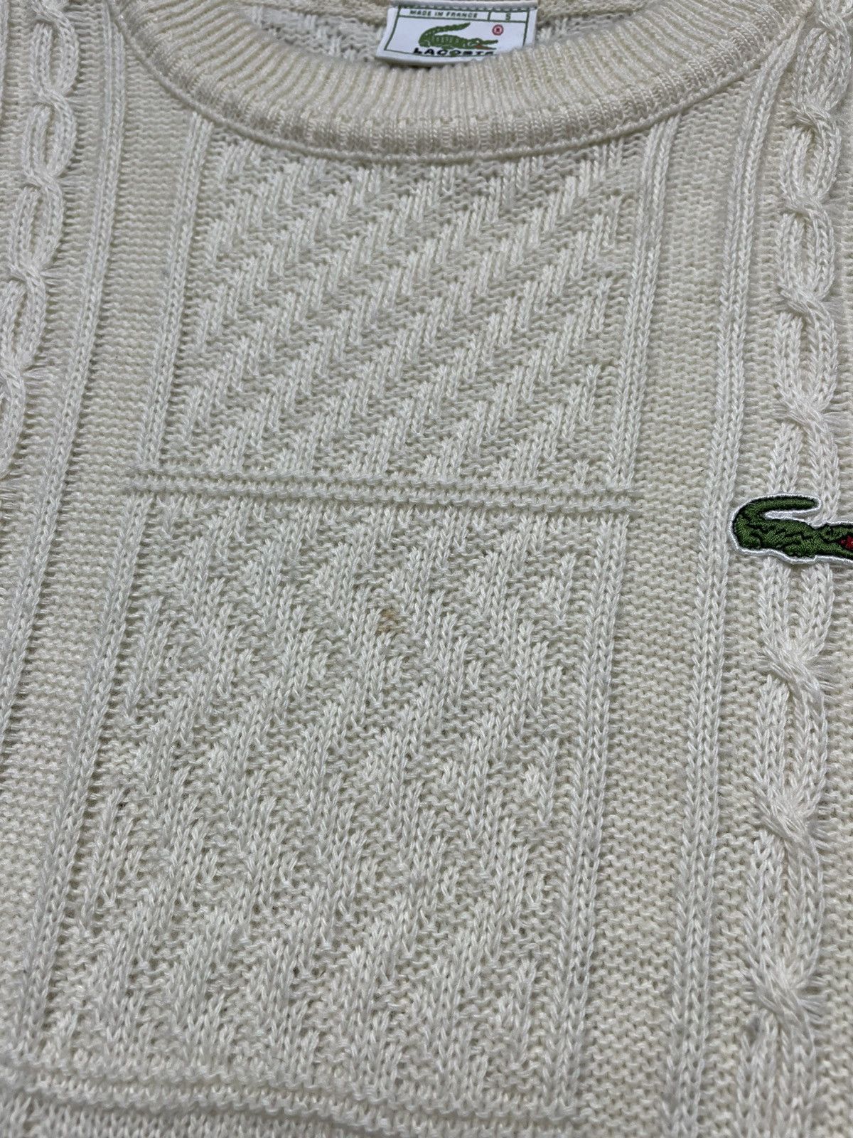 Lacoste vintage lacoste knitwear beige sweater knit cable y2k 90s Size US XL / EU 56 / 4 - 3 Thumbnail