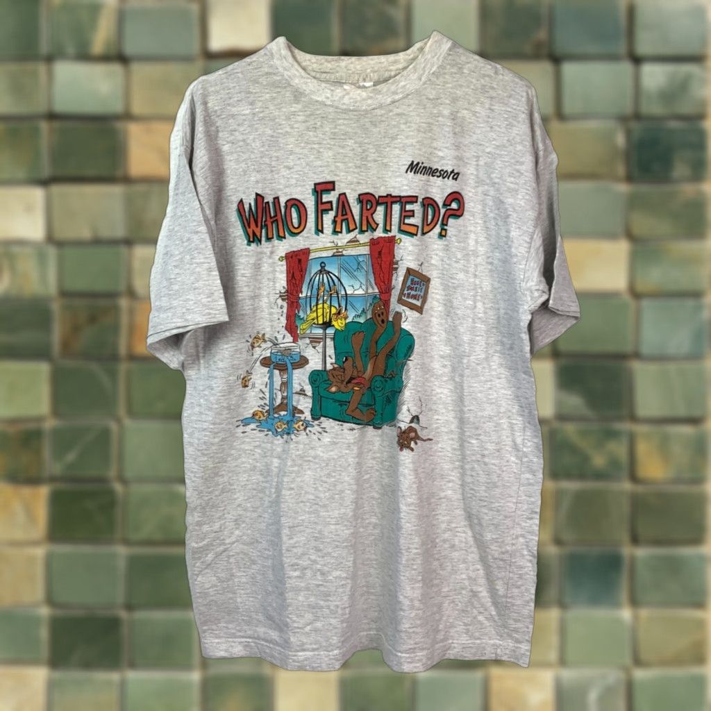 Vintage VINTAGE Sherry's Best Minnesota Who Farted? Humor T-Shirt XL White Unisex Adults Short Sleeve Crew Neck Graphic Print Funny 90s Theme Mens Womens Size US XL / EU 56 / 4 - 1 Thumbnail