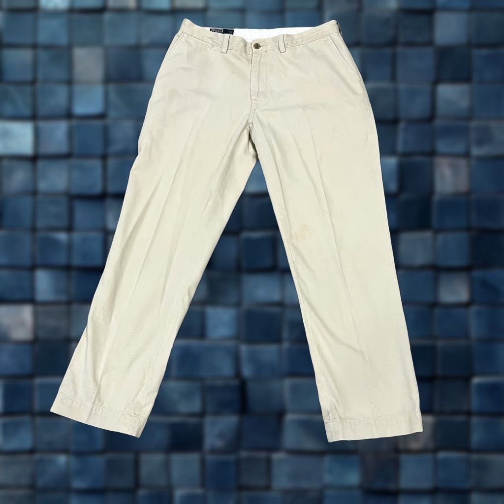 Polo Ralph Lauren Polo Ralph Lauren Pants Chino Flat Front Mens 34x32 Khaki Cotton Pony On Back Size US S / EU 44-46 / 1 - 1 Thumbnail
