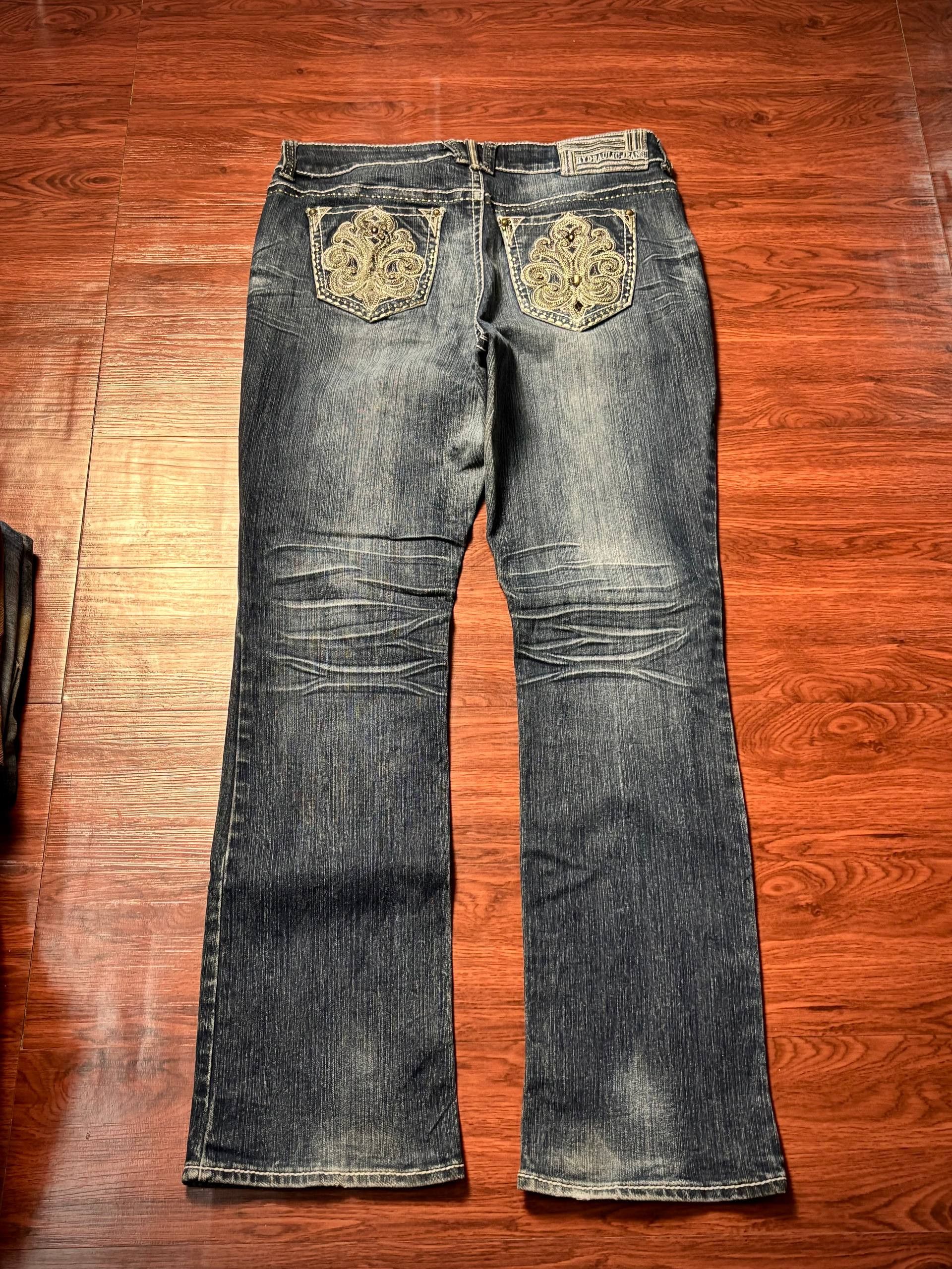 Miss Me Vintage Y2K Hydraulic Jeans Gold Embroidered Bootcut Jeans Size 32" / US 10 / IT 46 - 1 Thumbnail