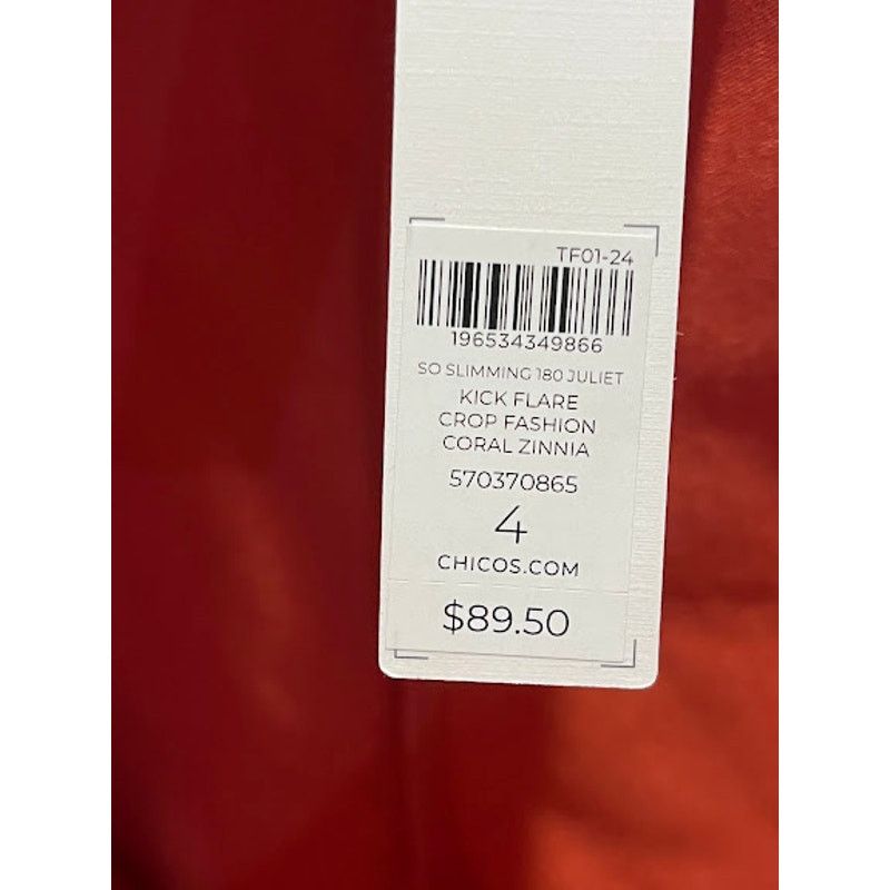 Chicos NWT Chico's Juliet Kick Flare Crop Pants Coral Zinnia Sz 20 Size 42" / US 20 - 5 Thumbnail