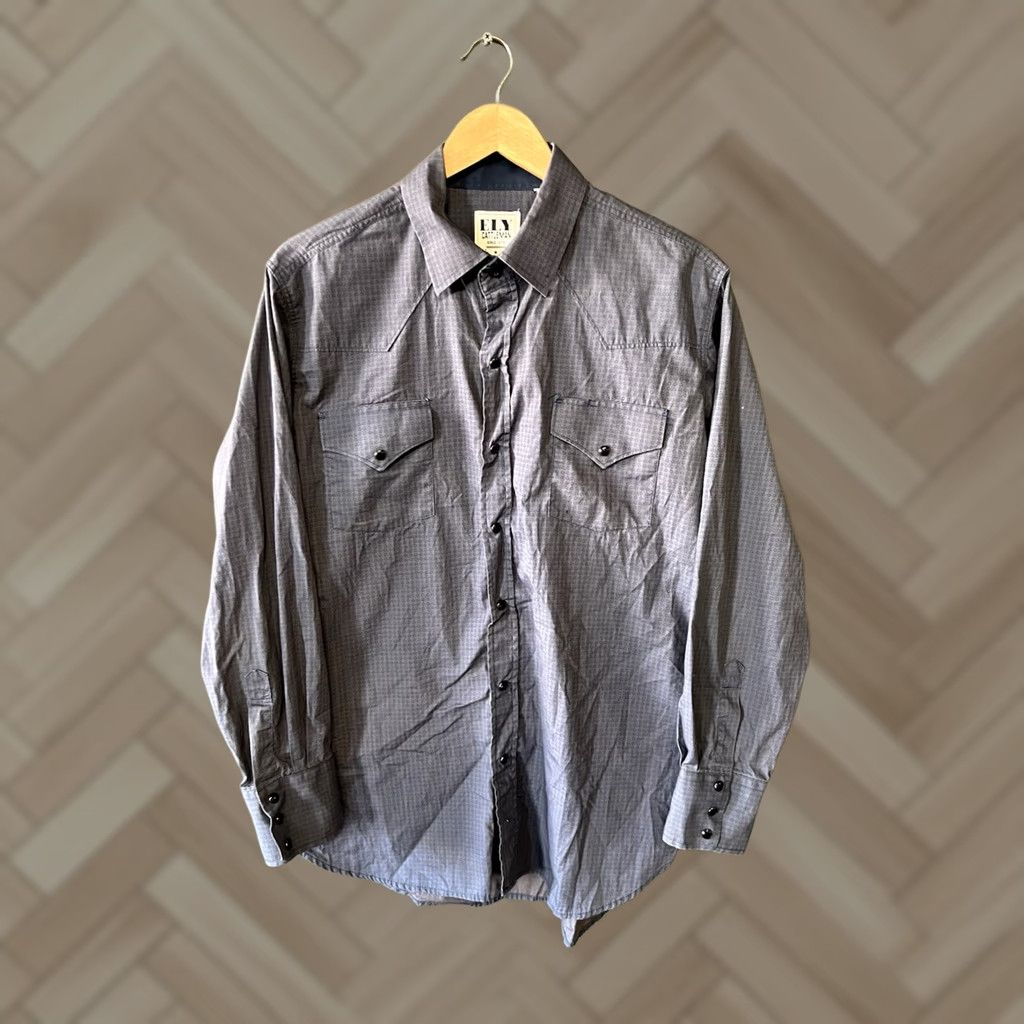 Vintage Ely Cattleman Mens Blue Long Sleeve Snap Up Dress Shirt L Size 42R - 1 Thumbnail
